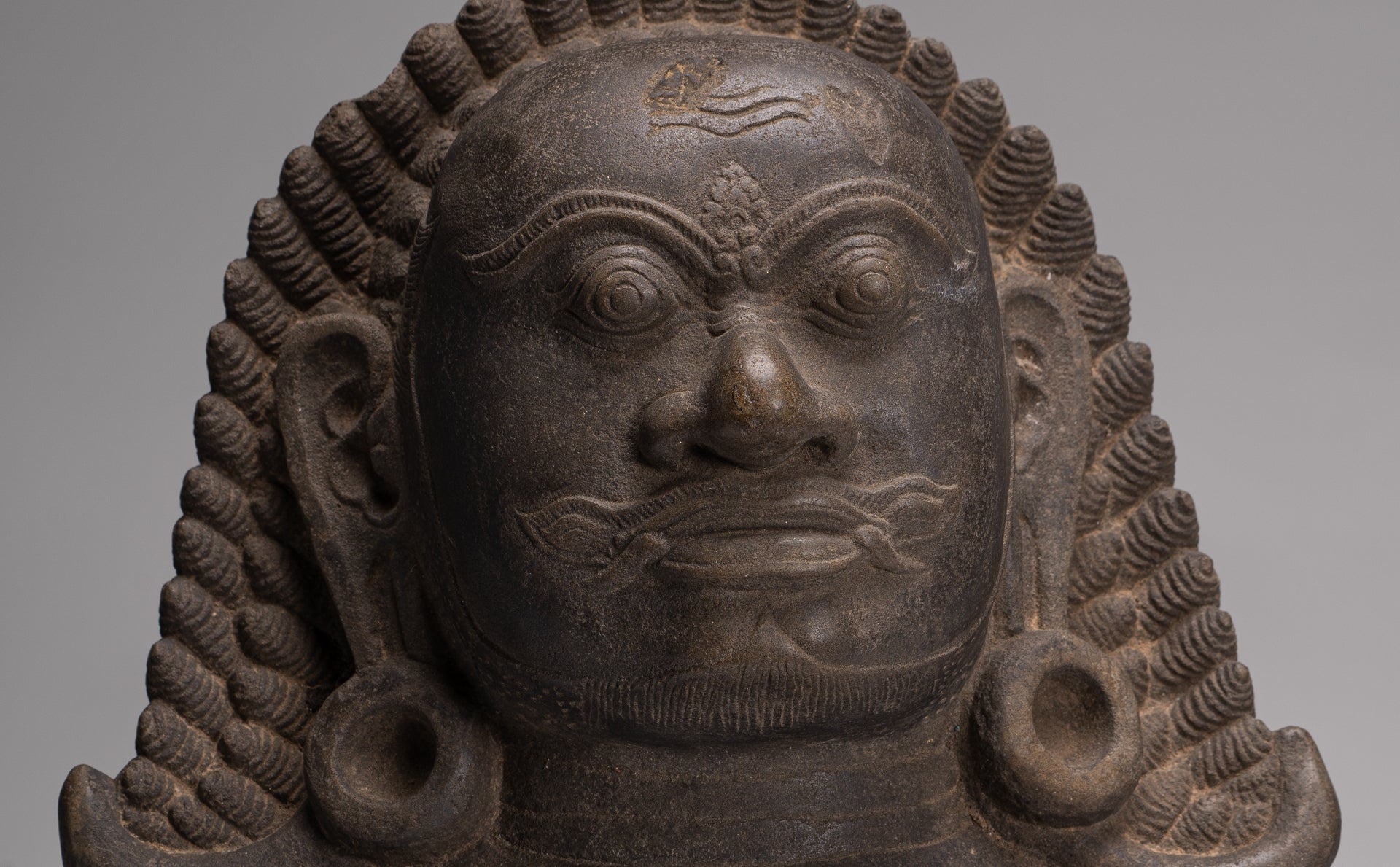 Guardian Statue - Antique Khmer Stone Angkor Wat Style Yaksha Temple Guardian - 42cm / 17"