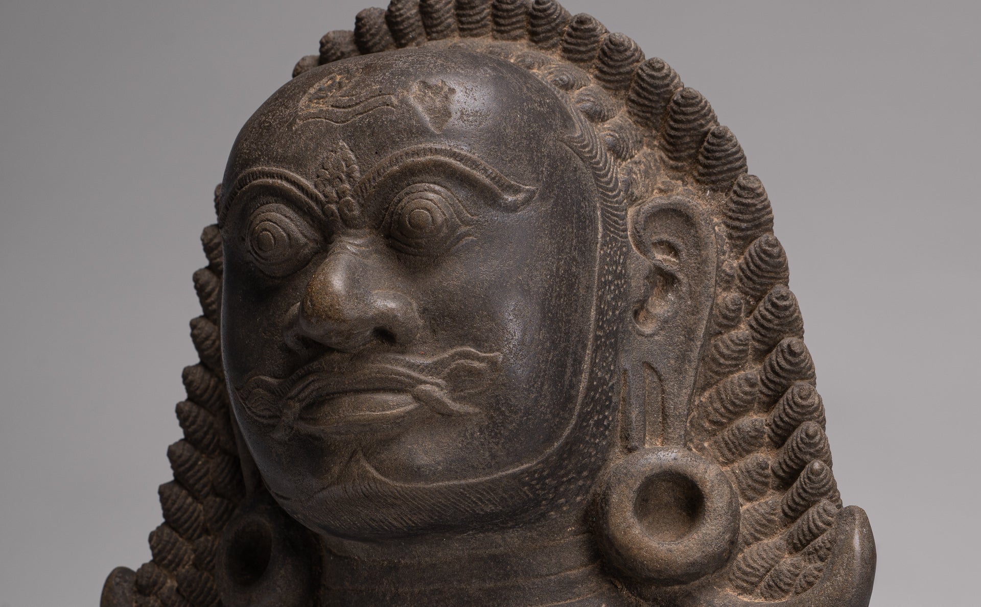 Guardian Statue - Antique Khmer Stone Angkor Wat Style Yaksha Temple Guardian - 42cm / 17"