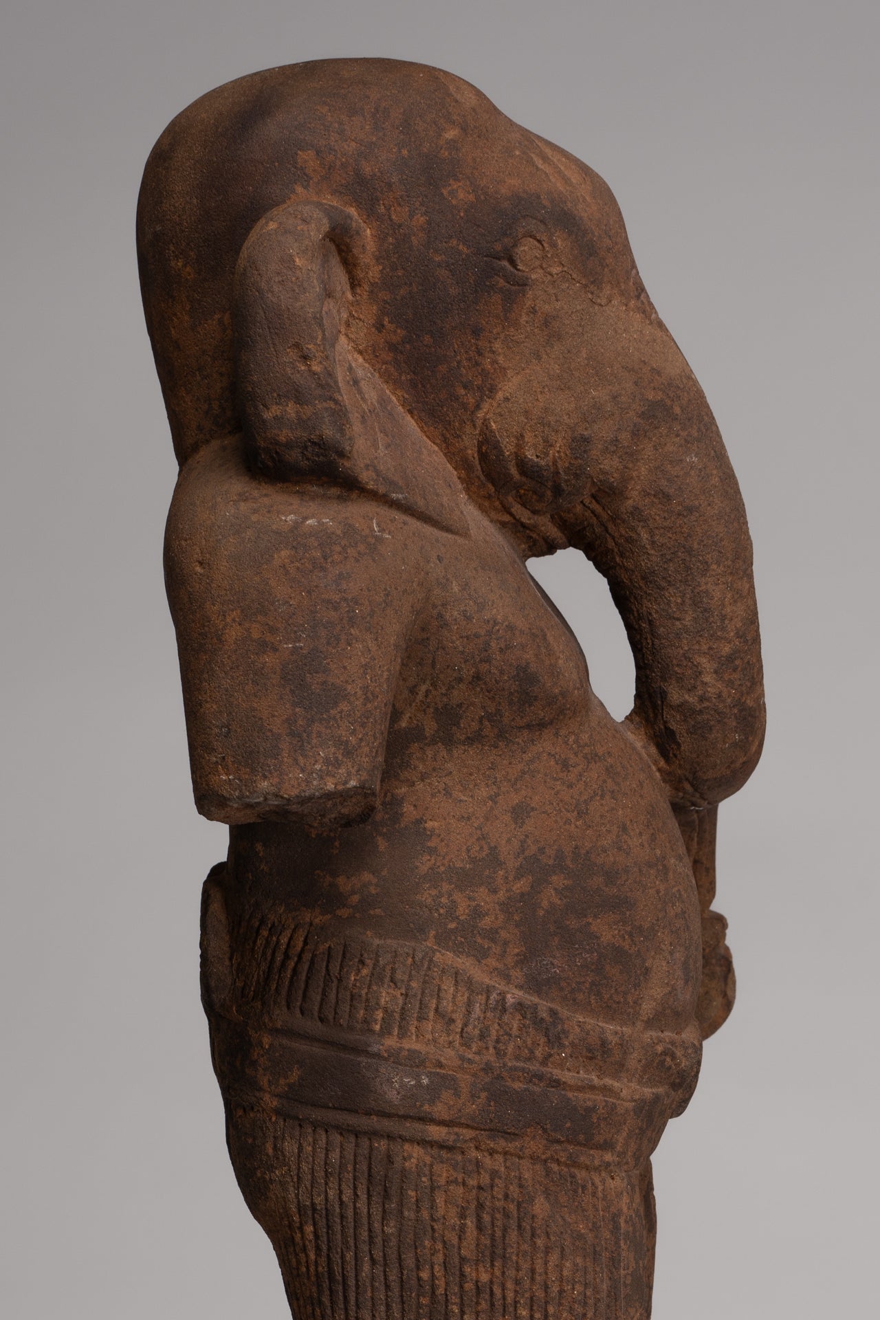 Ganesha Statue - Antique Khmer Style Stone Baphuon Mounted Ganesha Torso Statue - 66cm/26"