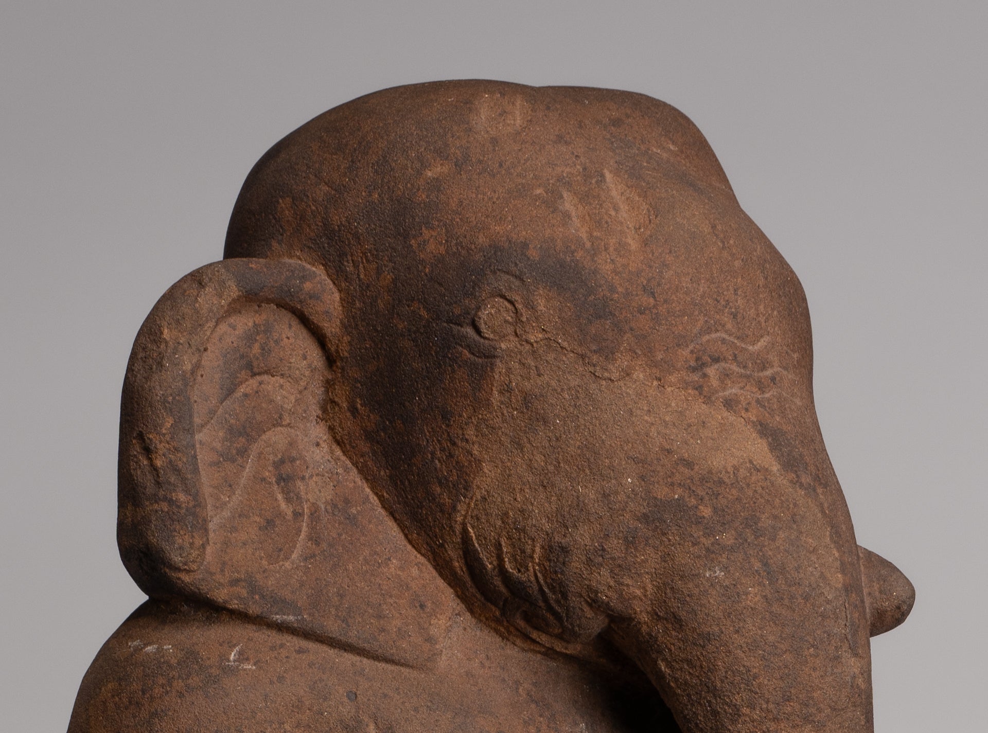 Ganesha Statue - Antique Khmer Style Stone Baphuon Mounted Ganesha Torso Statue - 66cm/26"