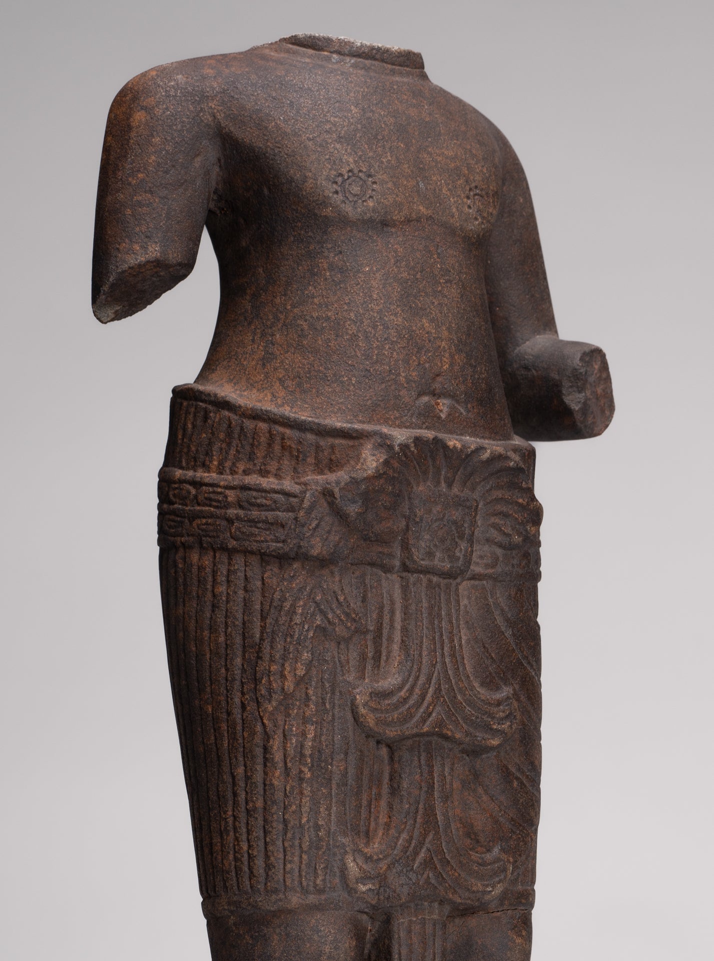 Male Statue - Antique Stone Angkor Wat Style Male Deity Torso - 53cm / 21"