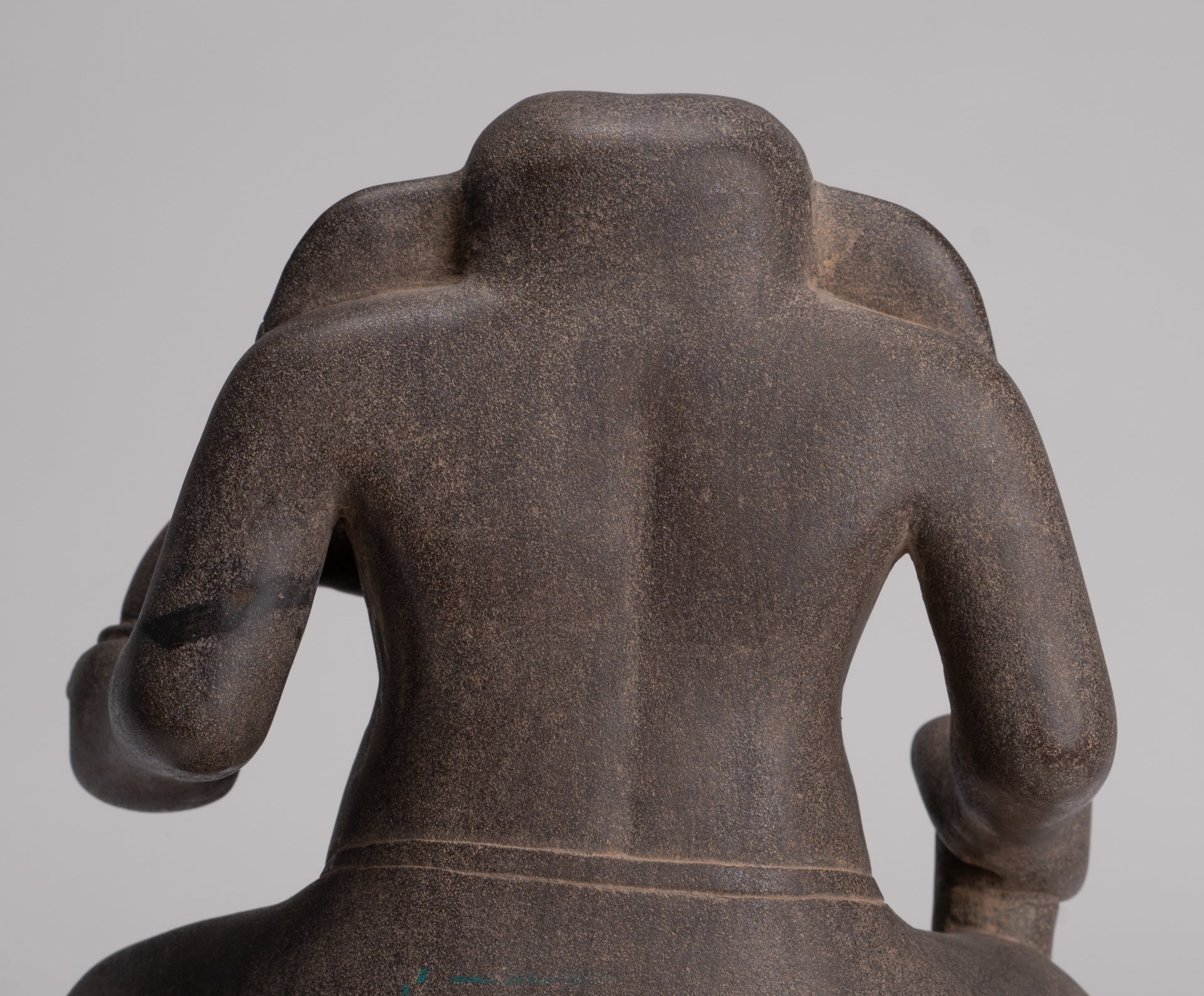 Antique Cham Style Vietnamese Seated Stone Ganesha Statue - 19cm/8"