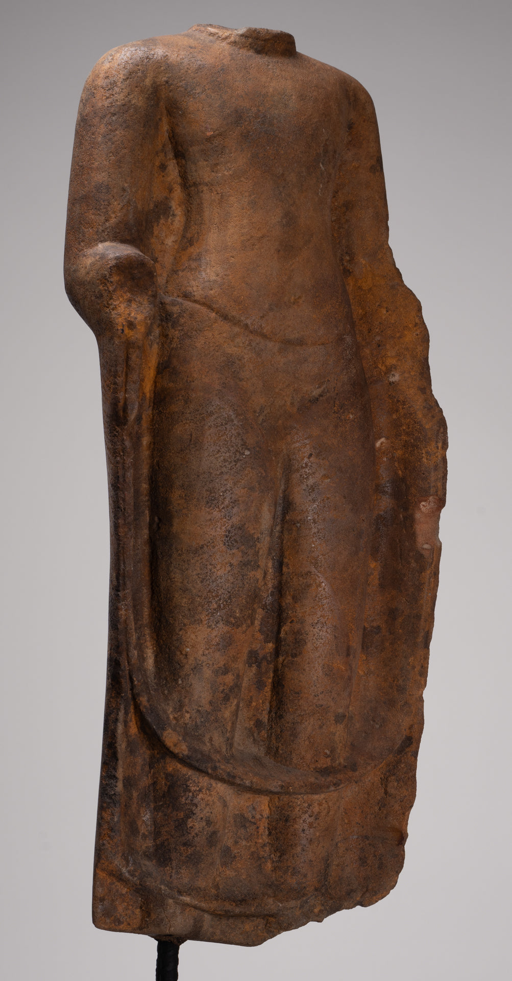 Buddha Statue - Antique Thai Style Standing Stone Dvaravati Buddha (probably) Statue - 84cm/34" Tall