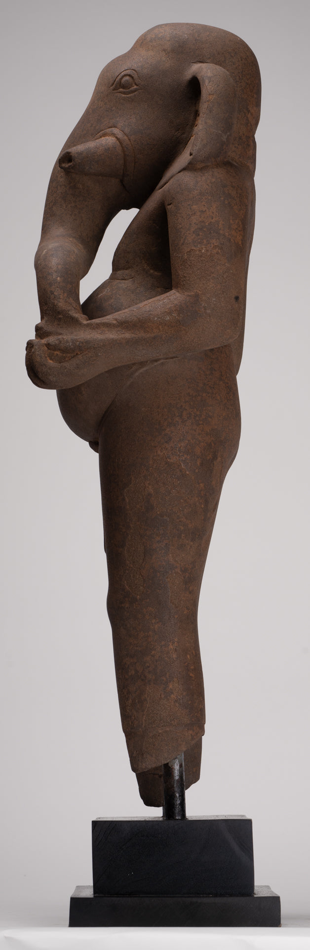 Ganesha Statue - Antique Vietnamese Style Stone Cham Mounted Ganesha Torso Statue - 70cm/28"