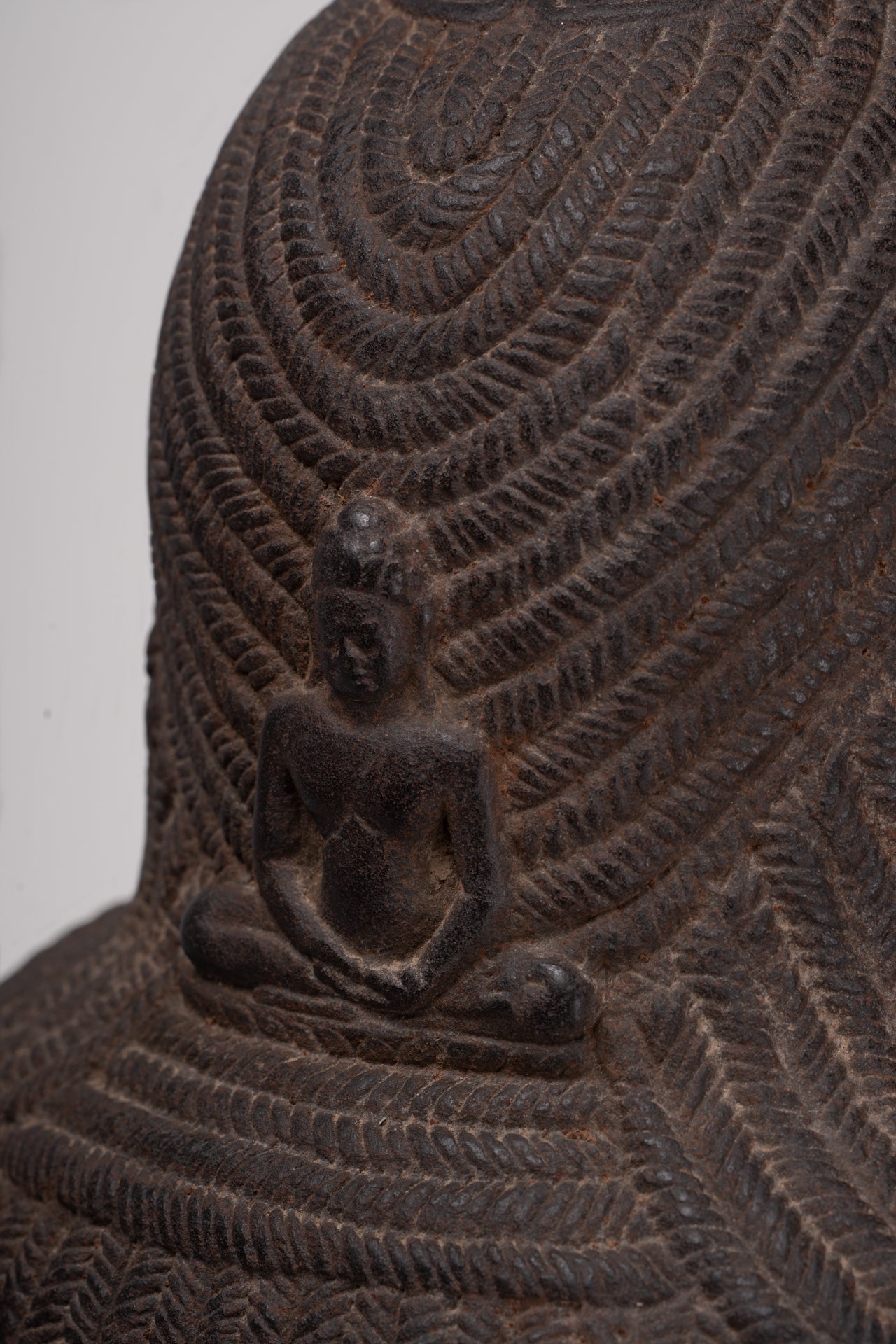 Lokeshvara Statue - Antique Khmer Style Mounted Stone Baphuon Style Lokeshvara Head - 55cm/22"