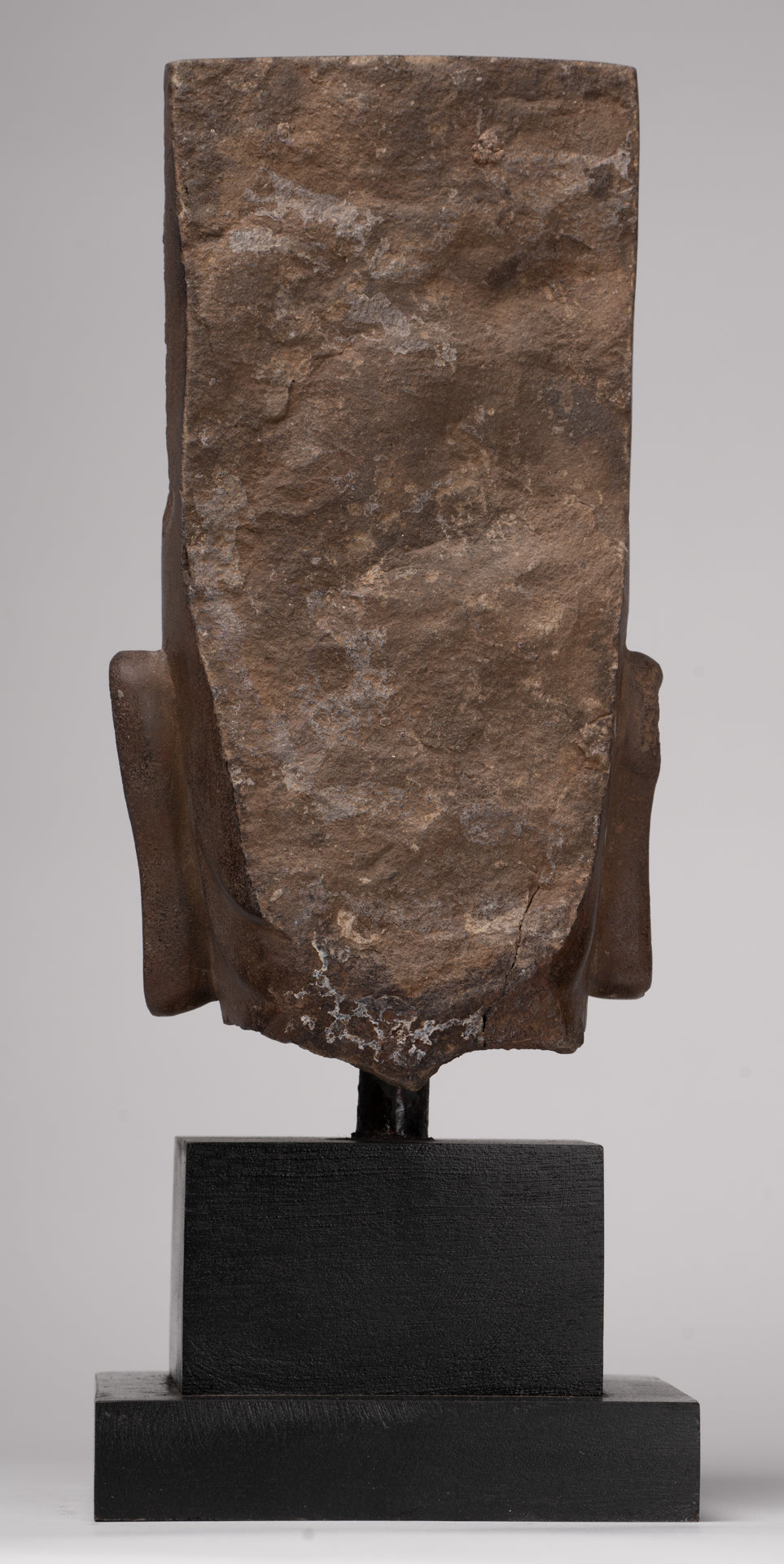 Vishnu Statue - Antique Phnom Da Style Stone Mounted Vishnu Head - 33cm/13"