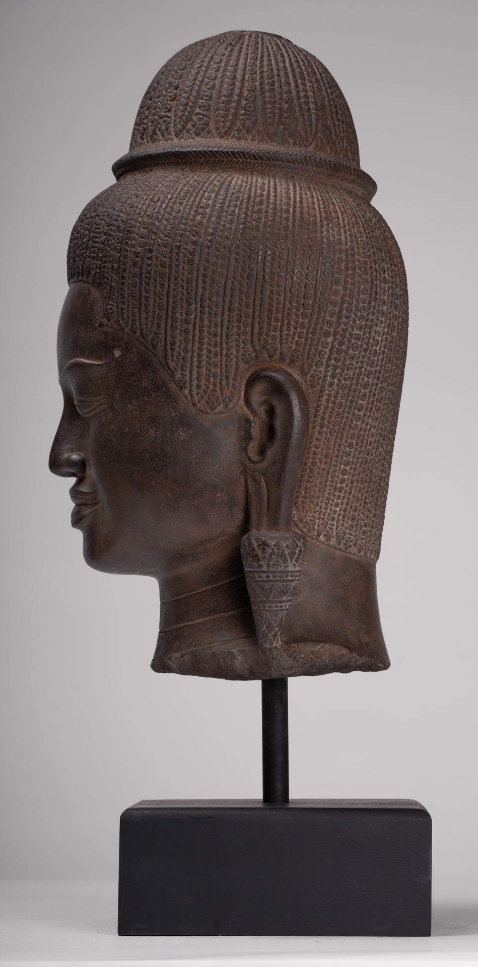 Parvati Statue - Antique Baphuon Style Khmer Stone Parvati Head Statue - 57cm/23"