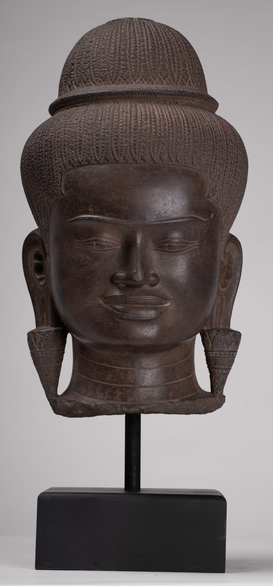 Parvati Statue - Antique Baphuon Style Khmer Stone Parvati Head Statue - 57cm/23"