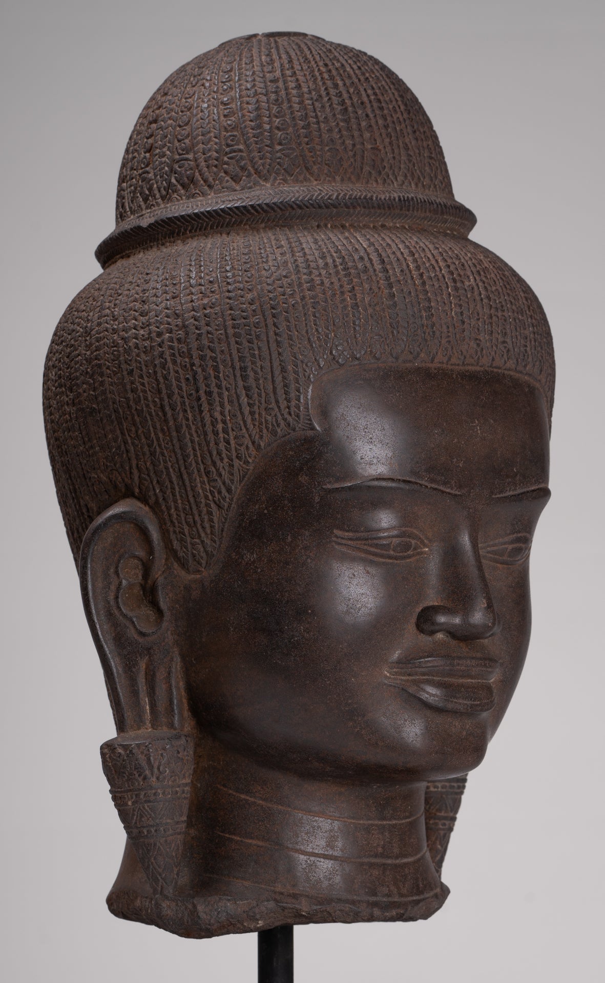 Parvati Statue - Antique Baphuon Style Khmer Stone Parvati Head Statue - 57cm/23"