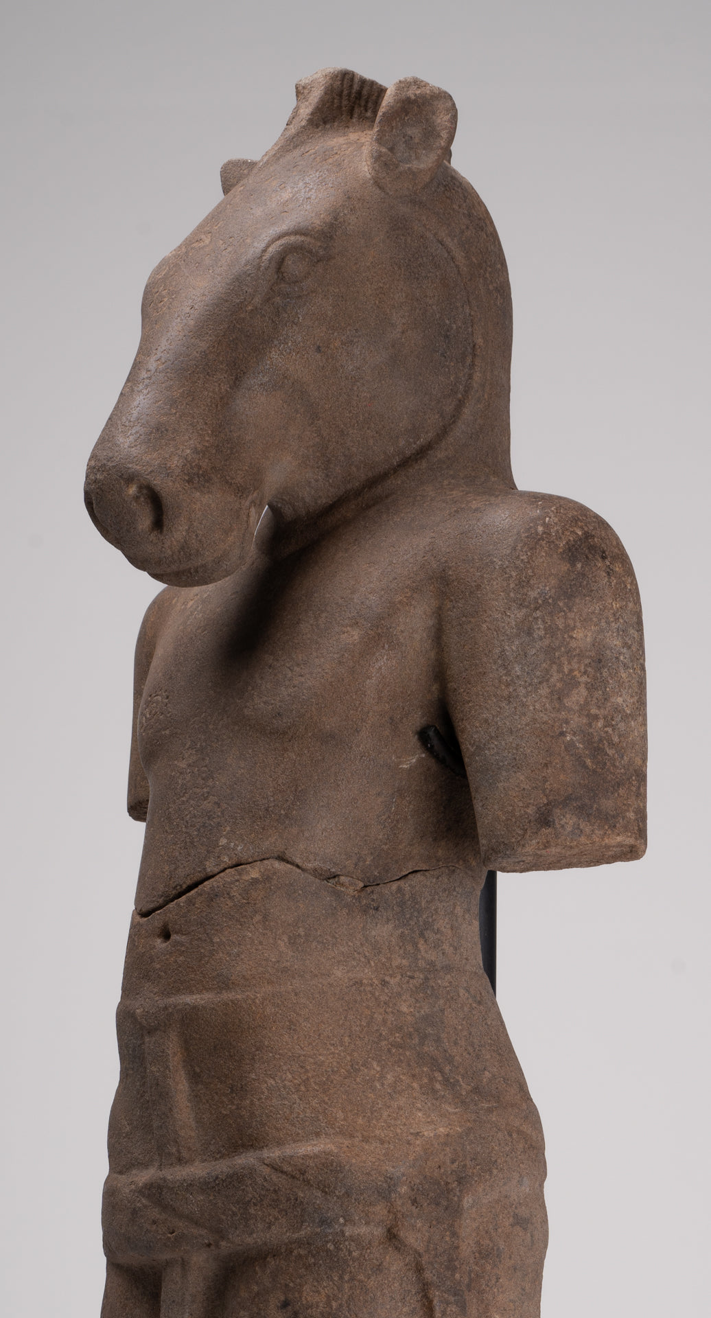 Antique Khmer Style Stone Phnom Da Hayagriva Kalkin Horse of Vishnu - 68cm/27"