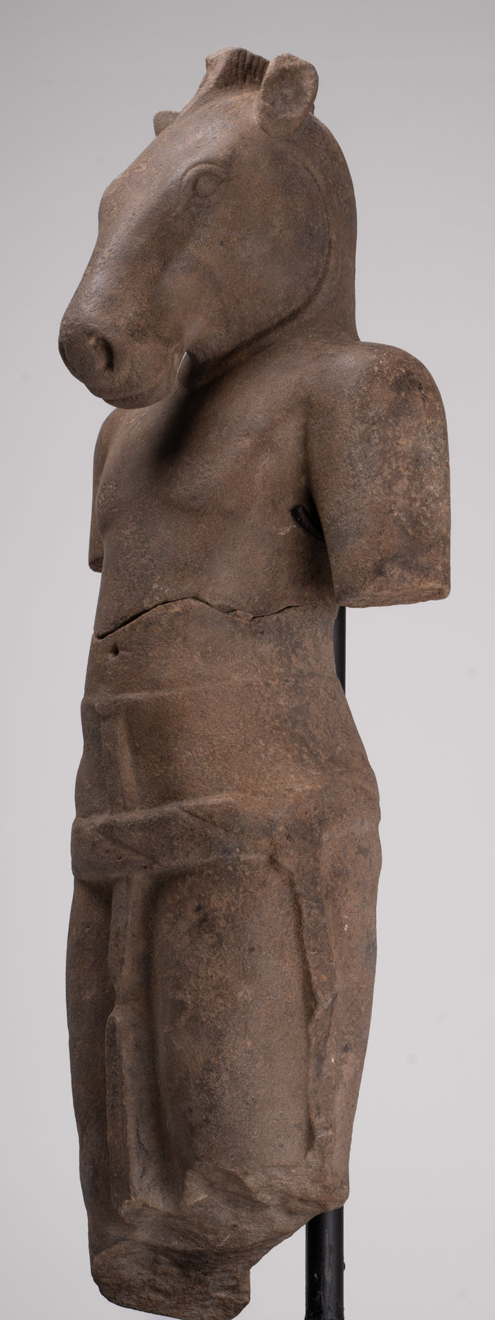 Antique Khmer Style Stone Phnom Da Hayagriva Kalkin Horse of Vishnu - 68cm/27"