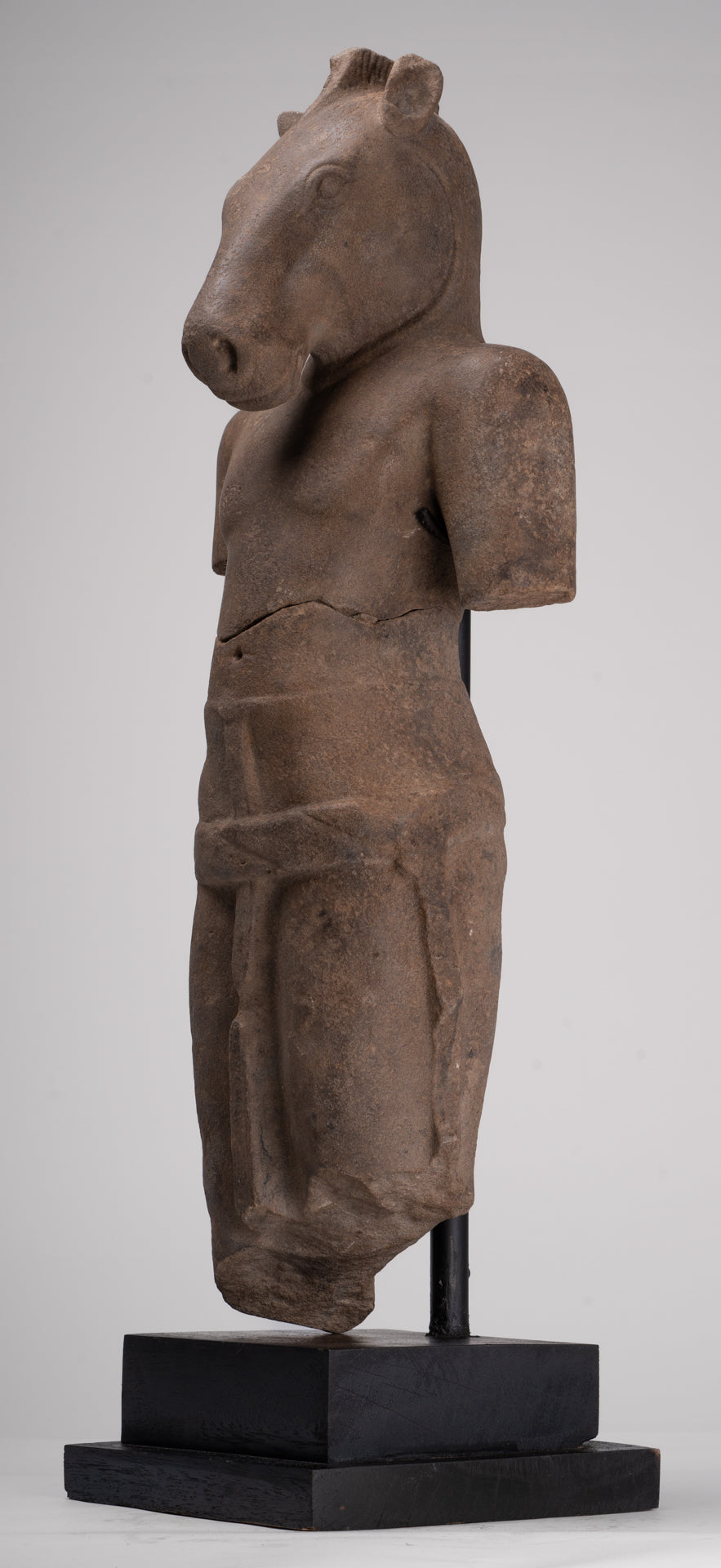 Antique Khmer Style Stone Phnom Da Hayagriva Kalkin Horse of Vishnu - 68cm/27"