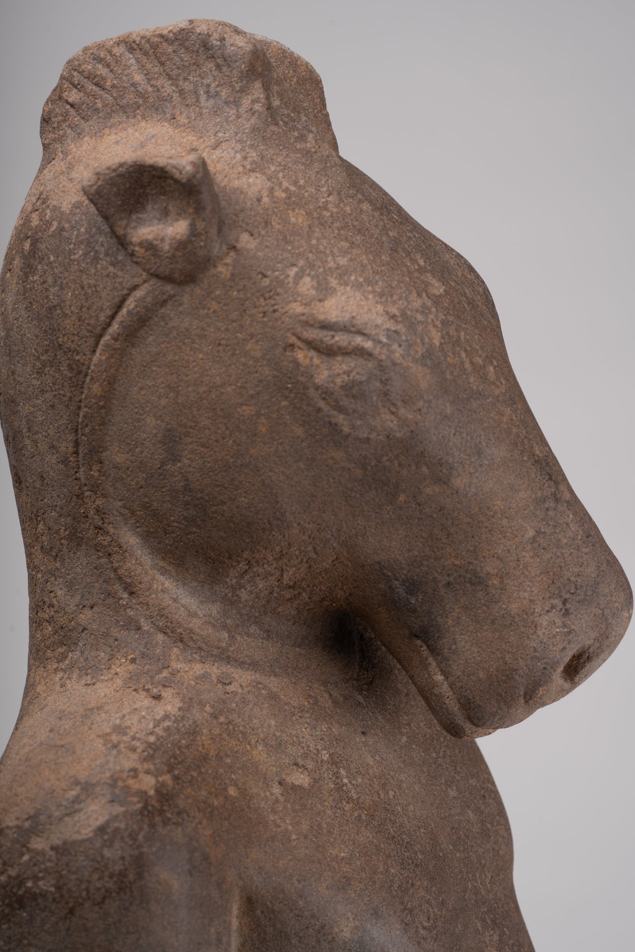 Antique Khmer Style Stone Phnom Da Hayagriva Kalkin Horse of Vishnu - 68cm/27"