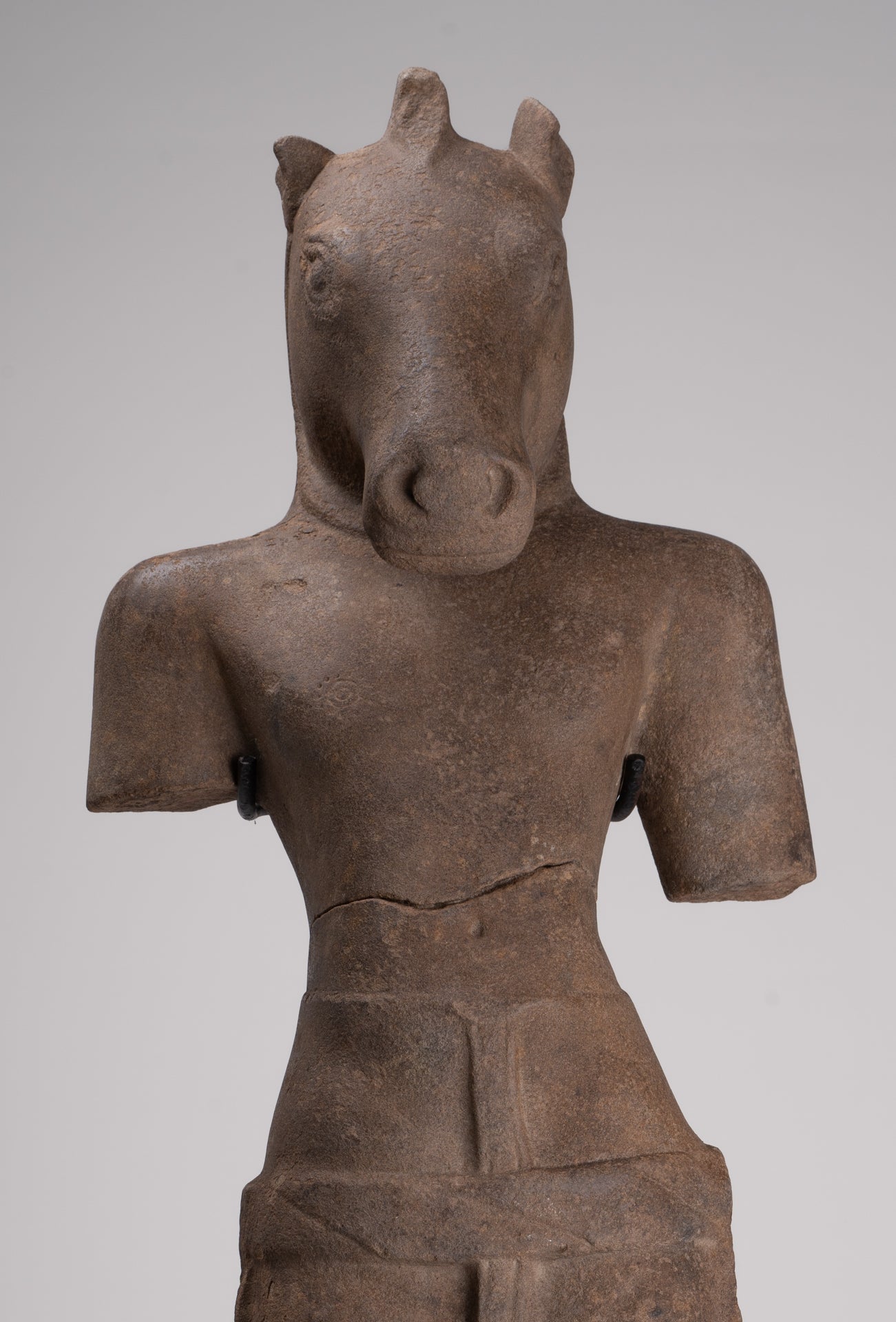 Antique Khmer Style Stone Phnom Da Hayagriva Kalkin Horse of Vishnu - 68cm/27"