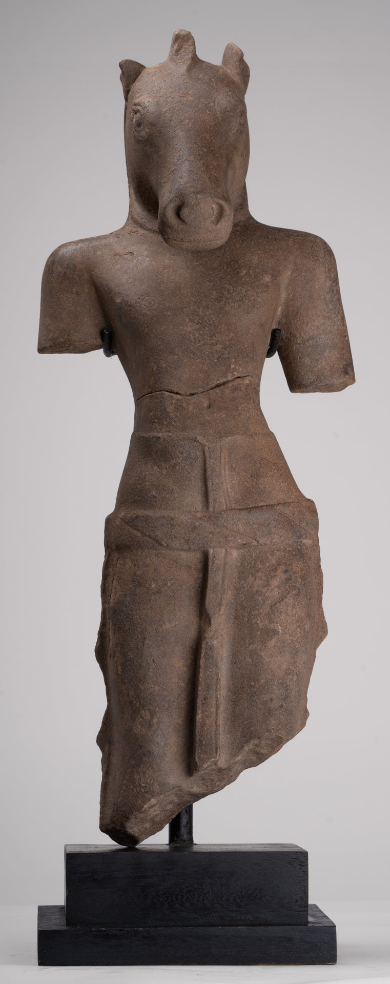 Antique Khmer Style Stone Phnom Da Hayagriva Kalkin Horse of Vishnu - 68cm/27"