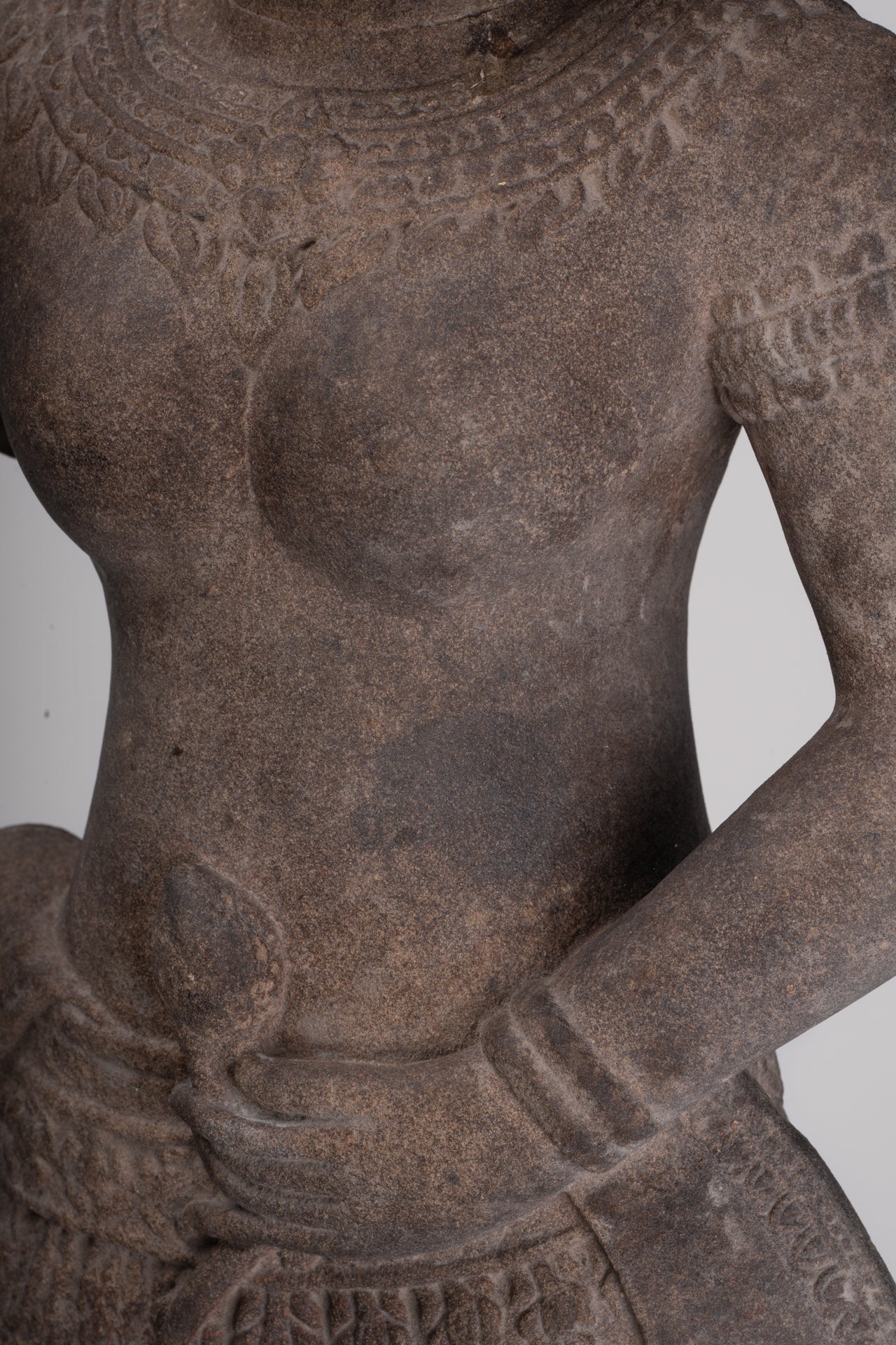 Apsara Statue - Antique Khmer Style Stone Angkor Wat Apsara or Angel Statue - 74cm/30"