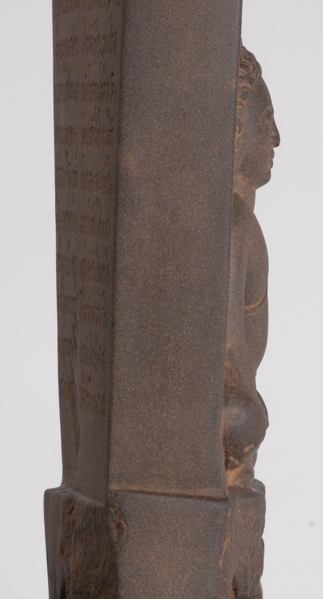 Buddha Statue - Antique Khmer Style Stone Stele Seated Meditation Buddha Statue - 46cm/18"