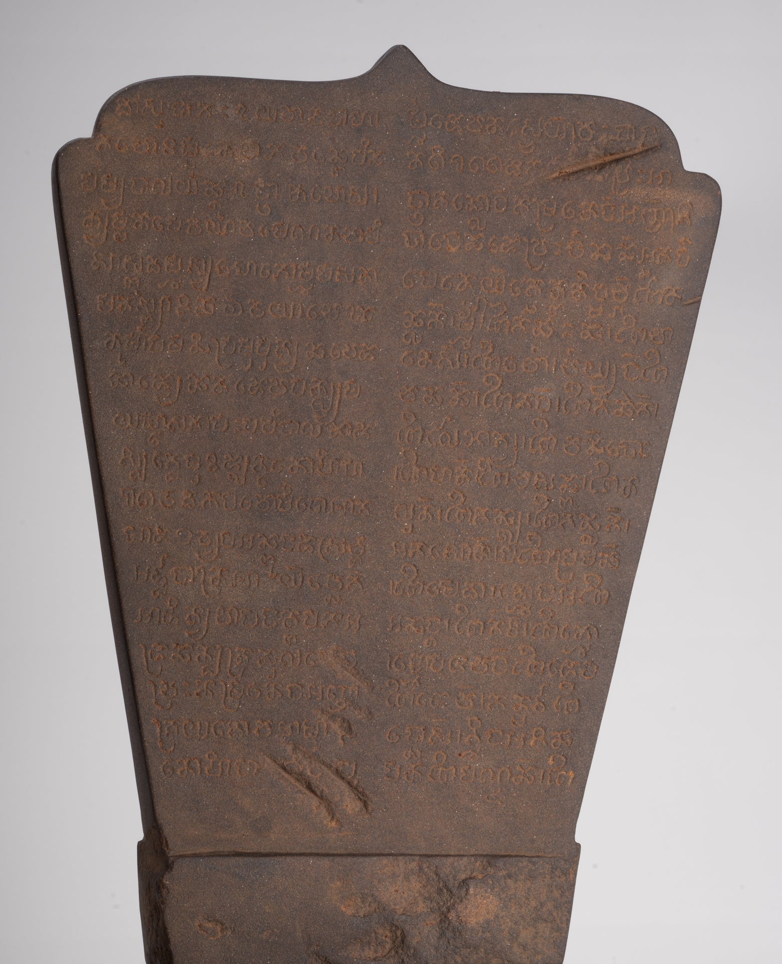 Buddha Statue - Antique Khmer Style Stone Stele Seated Meditation Buddha Statue - 46cm/18"