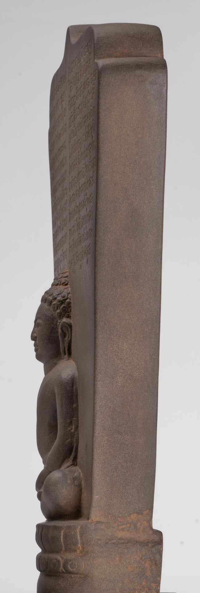 Buddha Statue - Antique Khmer Style Stone Stele Seated Meditation Buddha Statue - 46cm/18"