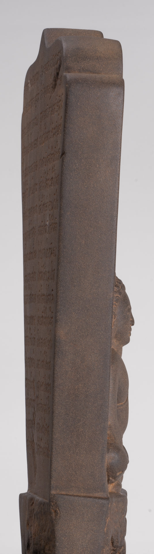 Buddha Statue - Antique Khmer Style Stone Stele Seated Meditation Buddha Statue - 46cm/18"