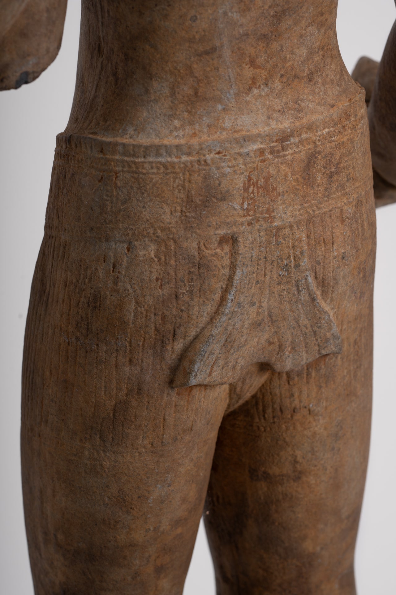 Antique Khmer Style Stone Koh Ker Standing Bodhisattva Avalokitesvara Statue - 91cm/36"