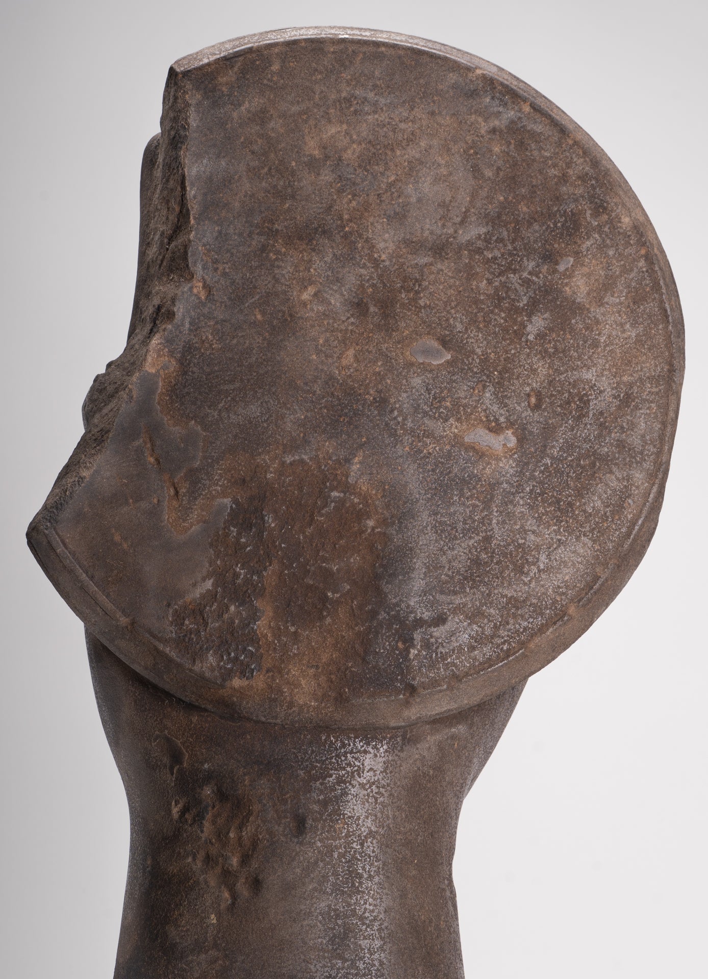 Jayavarman Statue - Antique Khmer Style Stone Bayon Mounted Jayavarman Bodyguard Shield Statue - 69cm/28"