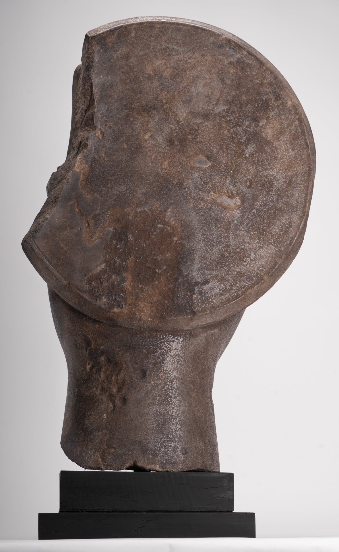 Jayavarman Statue - Antique Khmer Style Stone Bayon Mounted Jayavarman Bodyguard Shield Statue - 69cm/28"