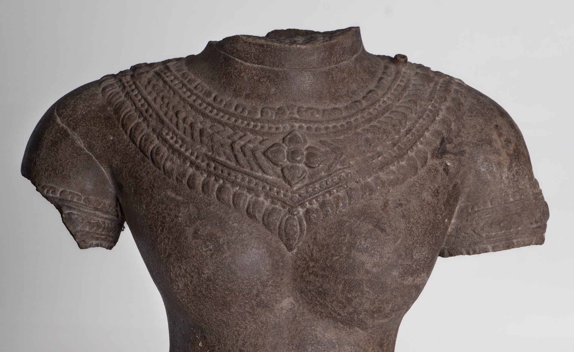 Lakshmi Statue - Antique Baphuon Style Stone Lakshmi / Devi Consort of Vishnu Torso - 58cm/23"