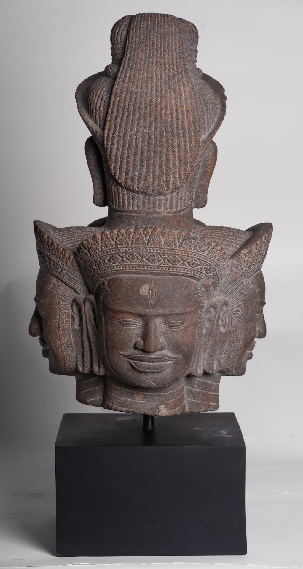 Shiva Statue - Antique Angkor Style Khmer Stone Pancha-Mukha Shiva Statue - The Destroyer - 72cm/29"