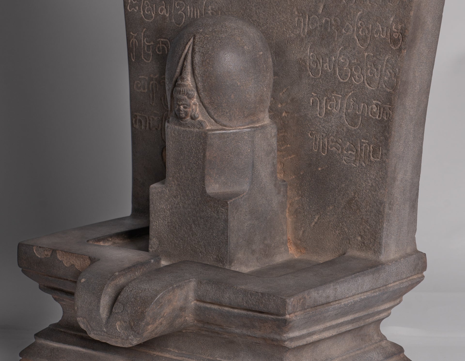 Stone Linga - Antique Khmer Style Sandstone Shiva Linga / Lingnum & Yoni - 57cm/23"