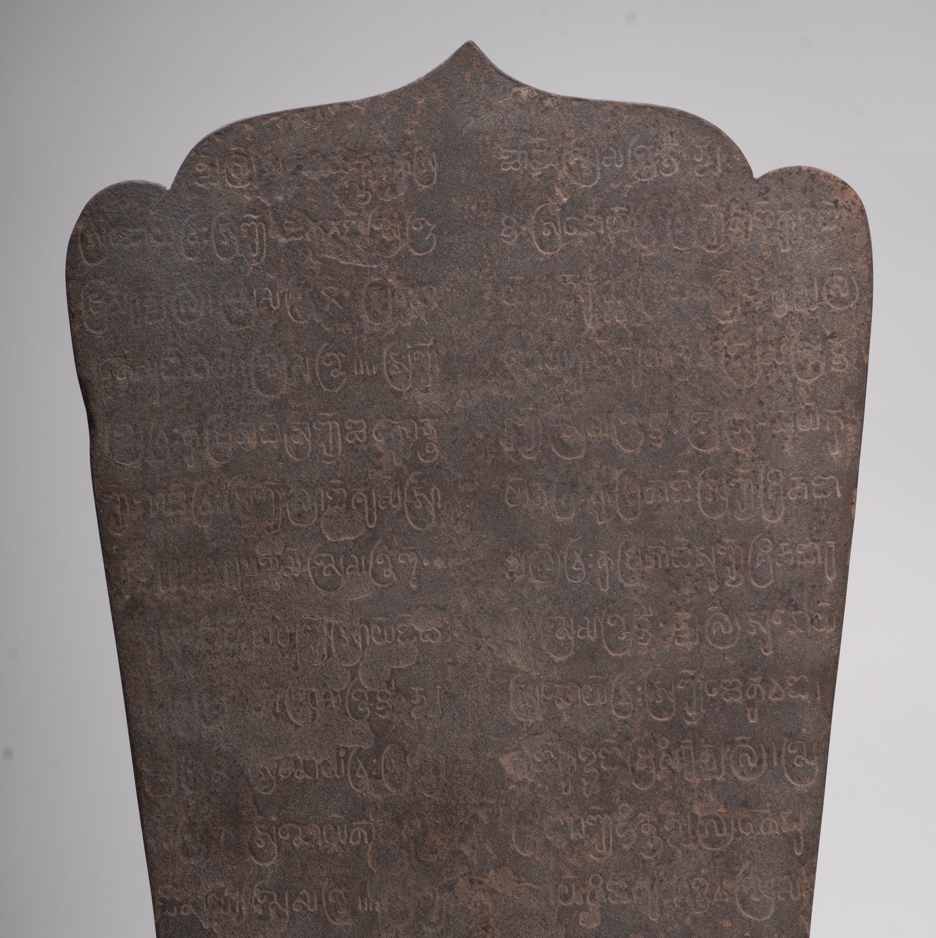 Buddha Statue - Antique Khmer Style Stone Stele Seated Meditation Buddha Statue - 61cm/24"