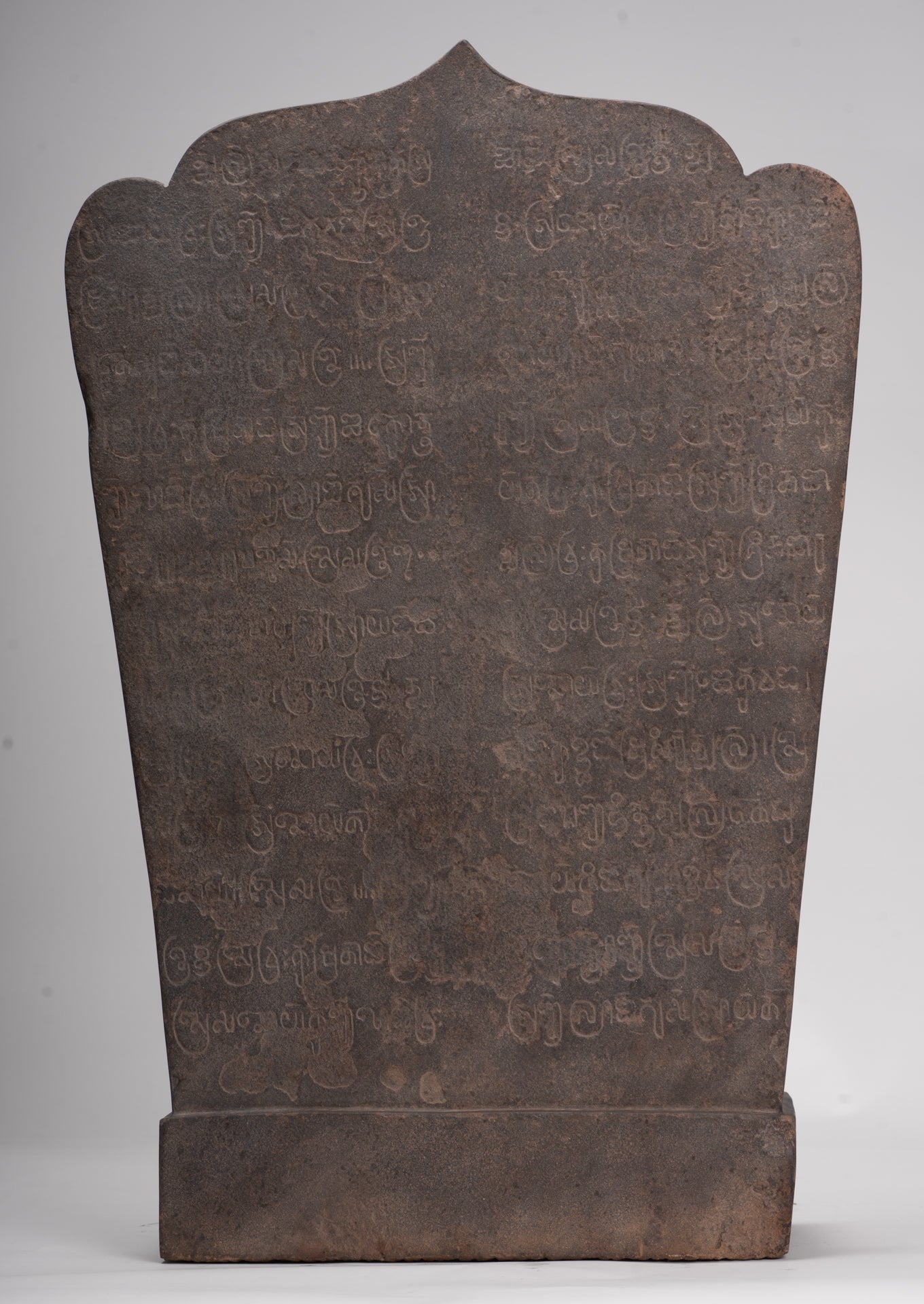 Buddha Statue - Antique Khmer Style Stone Stele Seated Meditation Buddha Statue - 61cm/24"