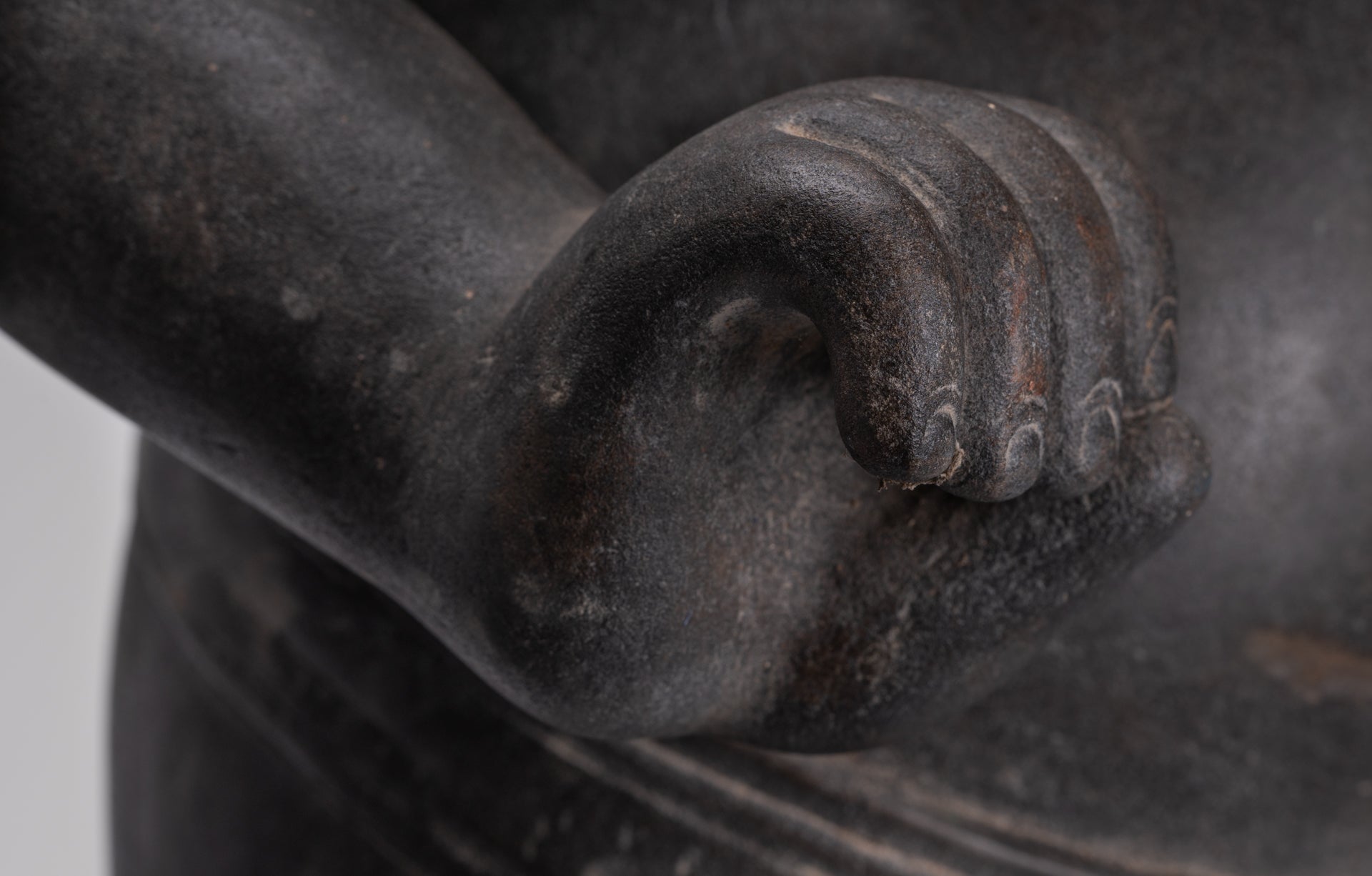 Smiling Monk Statue - Antique Thai Style Stone Phra Sangkachai Monk Statue - 99cm/40"