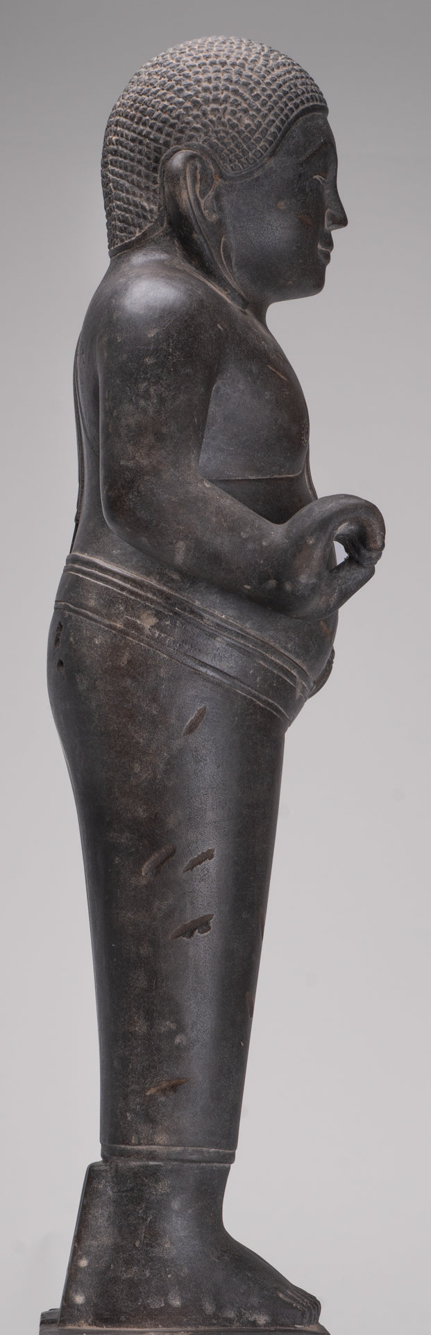 Smiling Monk Statue - Antique Thai Style Stone Phra Sangkachai Monk Statue - 99cm/40"