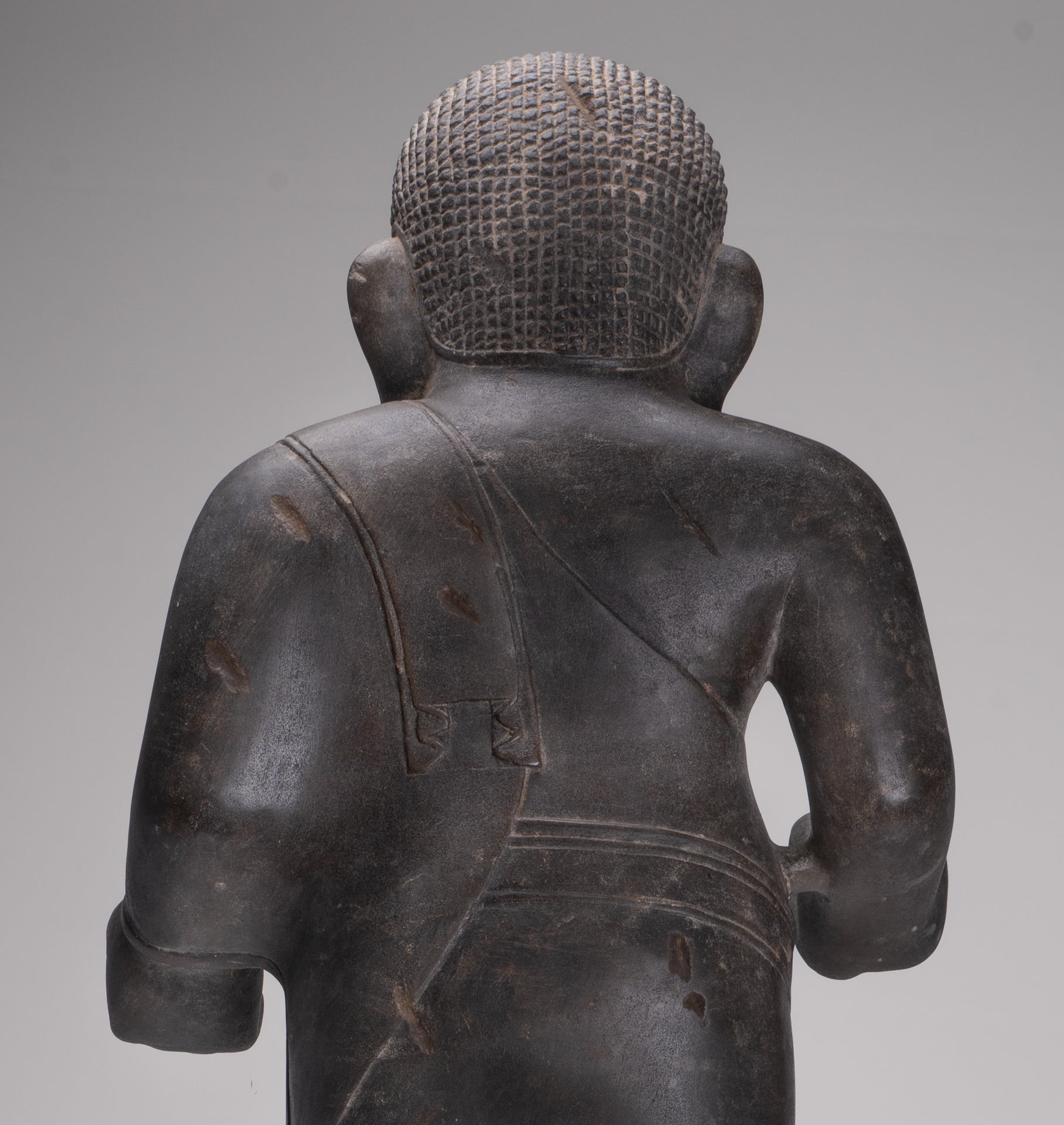 Smiling Monk Statue - Antique Thai Style Stone Phra Sangkachai Monk Statue - 99cm/40"