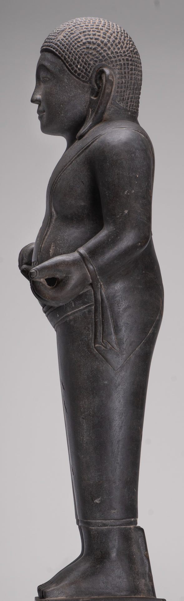 Smiling Monk Statue - Antique Thai Style Stone Phra Sangkachai Monk Statue - 99cm/40"