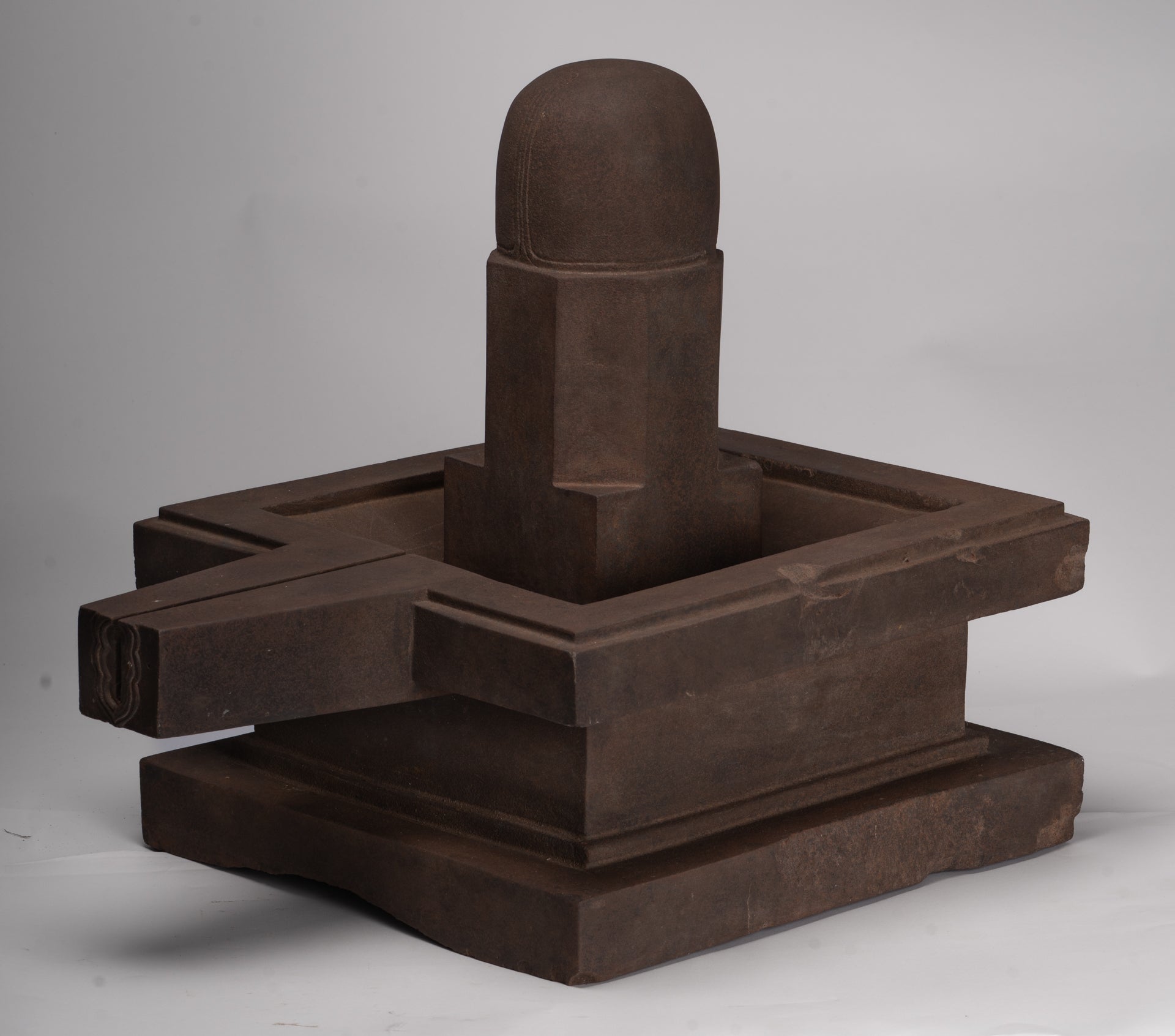 Linga Statue - Antique Khmer Style Two Piece Stone Linga / Lingnum & Yoni - 47cm/19"