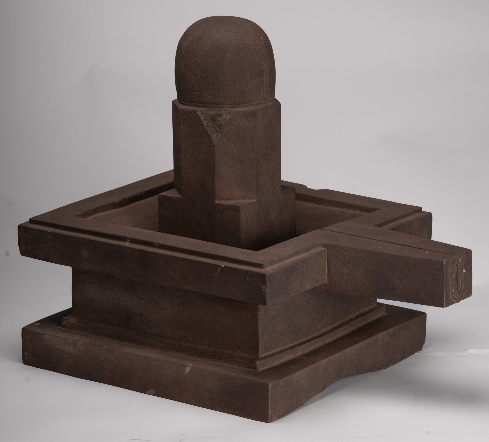 Linga Statue - Antique Khmer Style Two Piece Stone Linga / Lingnum & Yoni - 47cm/19"