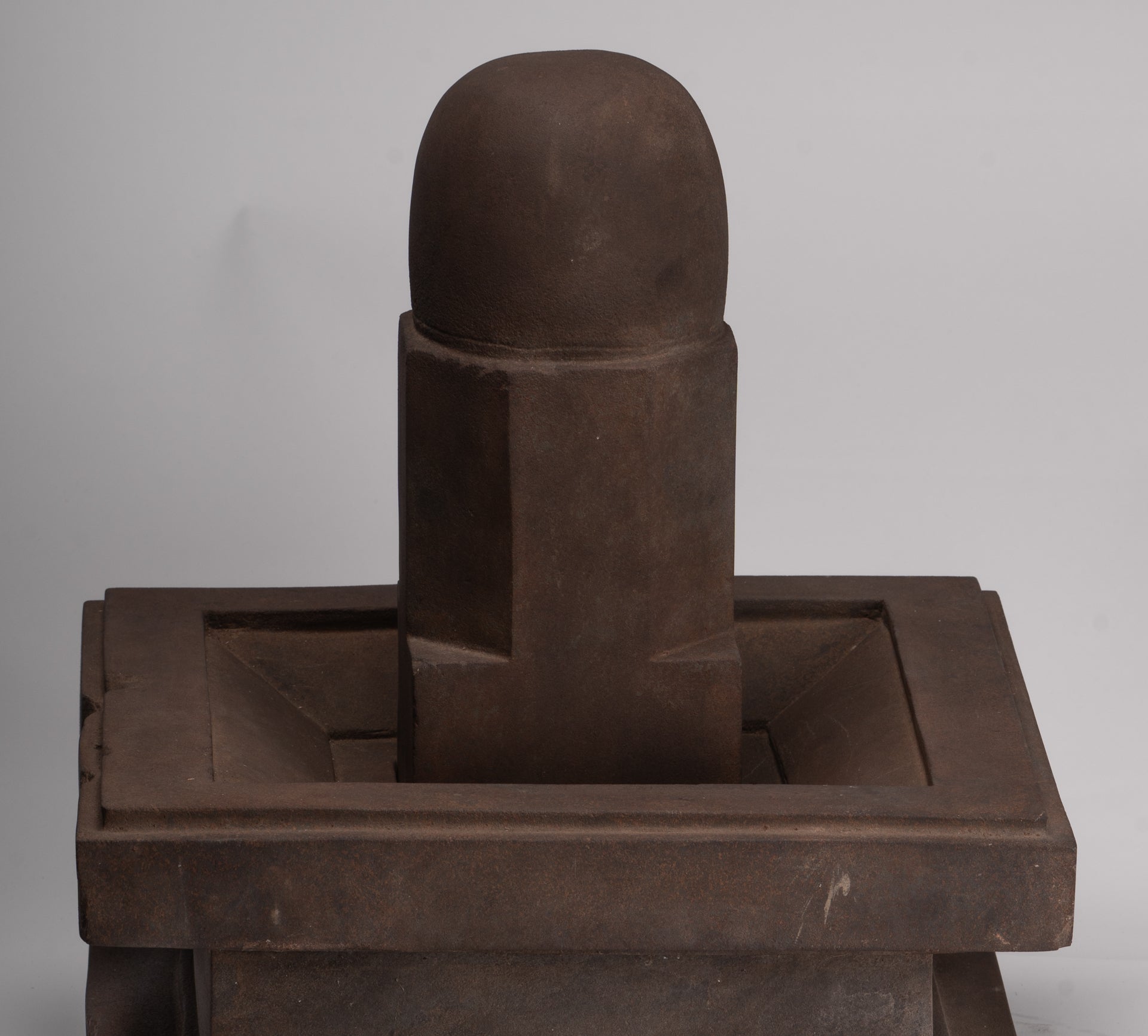 Linga Statue - Antique Khmer Style Two Piece Stone Linga / Lingnum & Yoni - 47cm/19"