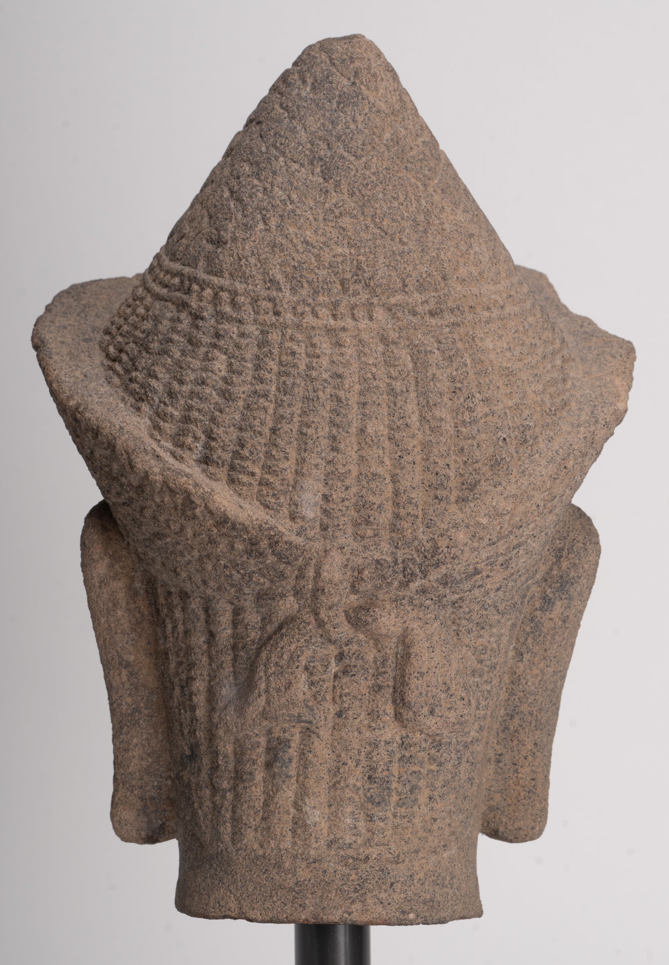 Antique Angkor Wat Style Stone Khmer Vishnu Head - 29cm / 12"