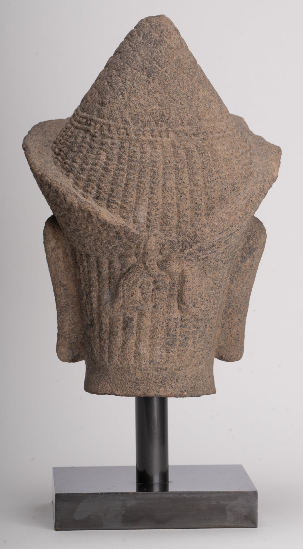 Antique Angkor Wat Style Stone Khmer Vishnu Head - 29cm / 12"