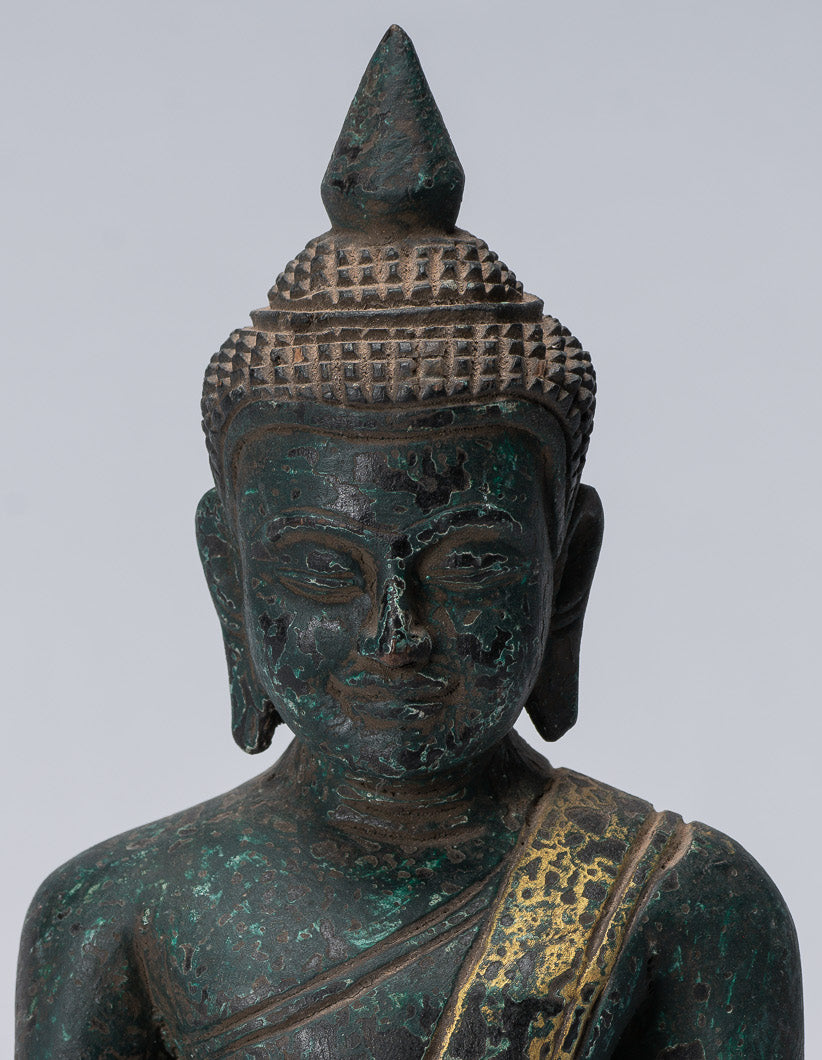 Escultura de Buda - Estatua de Buda de madera de estilo jemer antiguo Dhyana Meditation Mudra - 21 cm/8 "