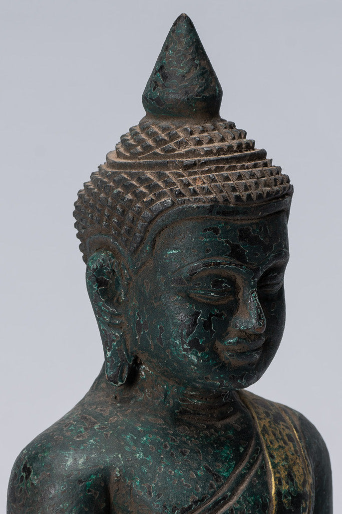 Escultura de Buda - Estatua de Buda de madera de estilo jemer antiguo Dhyana Meditation Mudra - 21 cm/8 "