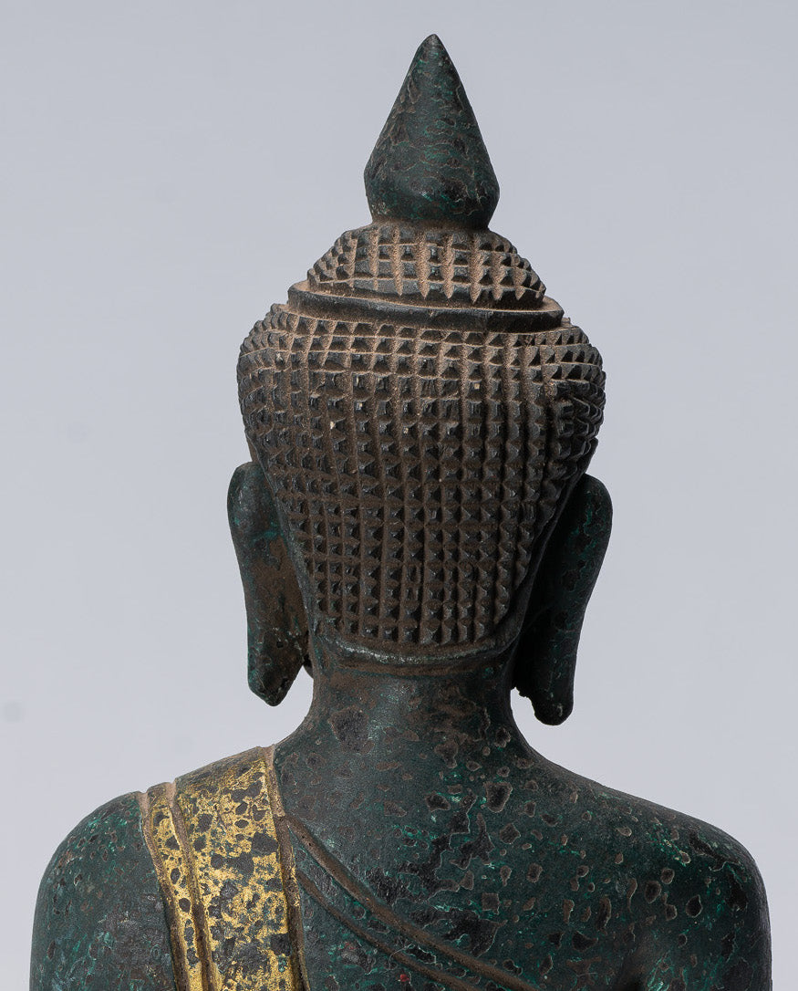 Escultura de Buda - Estatua de Buda de madera de estilo jemer antiguo Dhyana Meditation Mudra - 21 cm/8 "