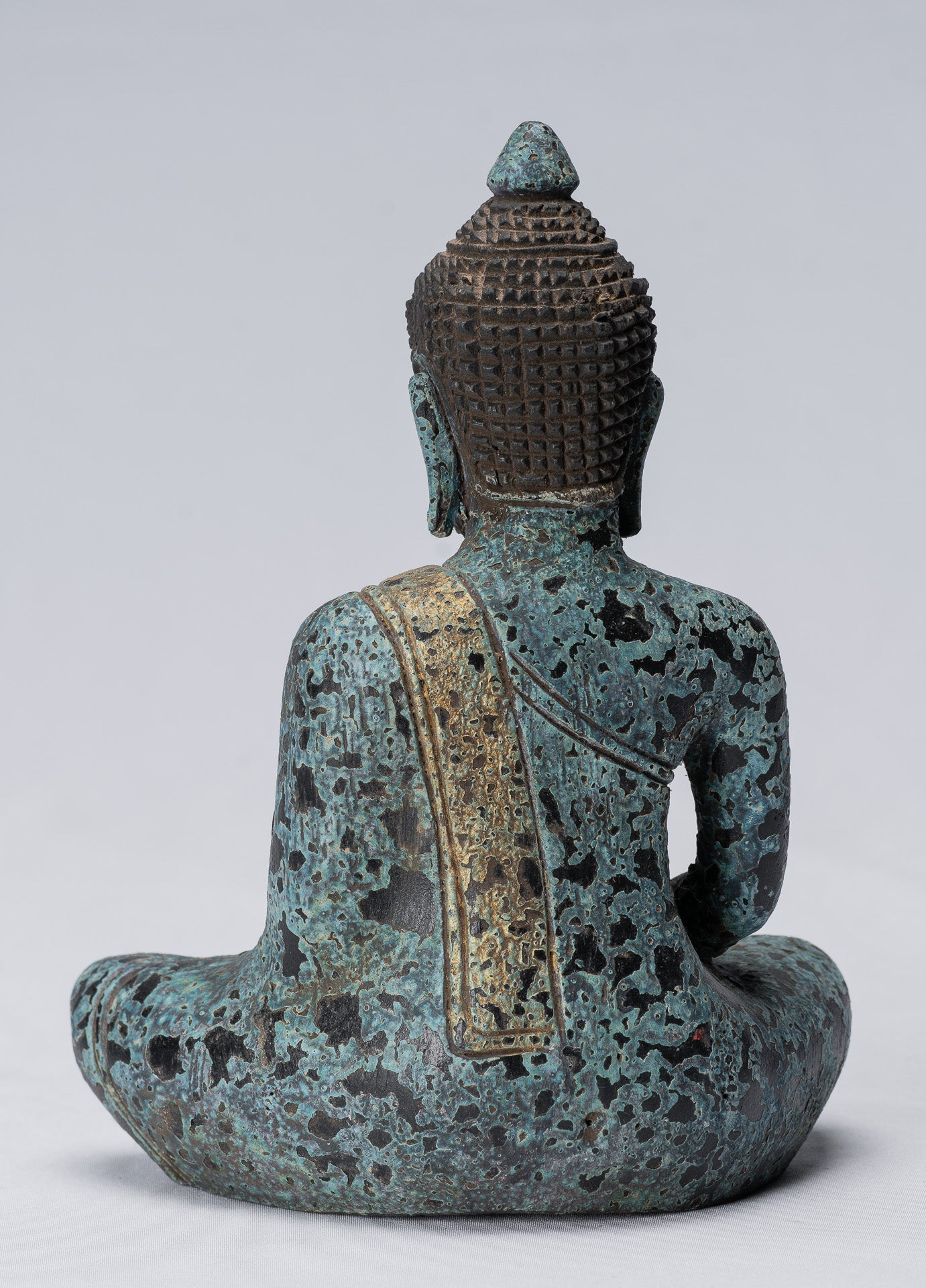 Escultura de Buda - Estatua de Buda de madera de estilo jemer antiguo Dhyana Meditation Mudra - 21 cm/8 "