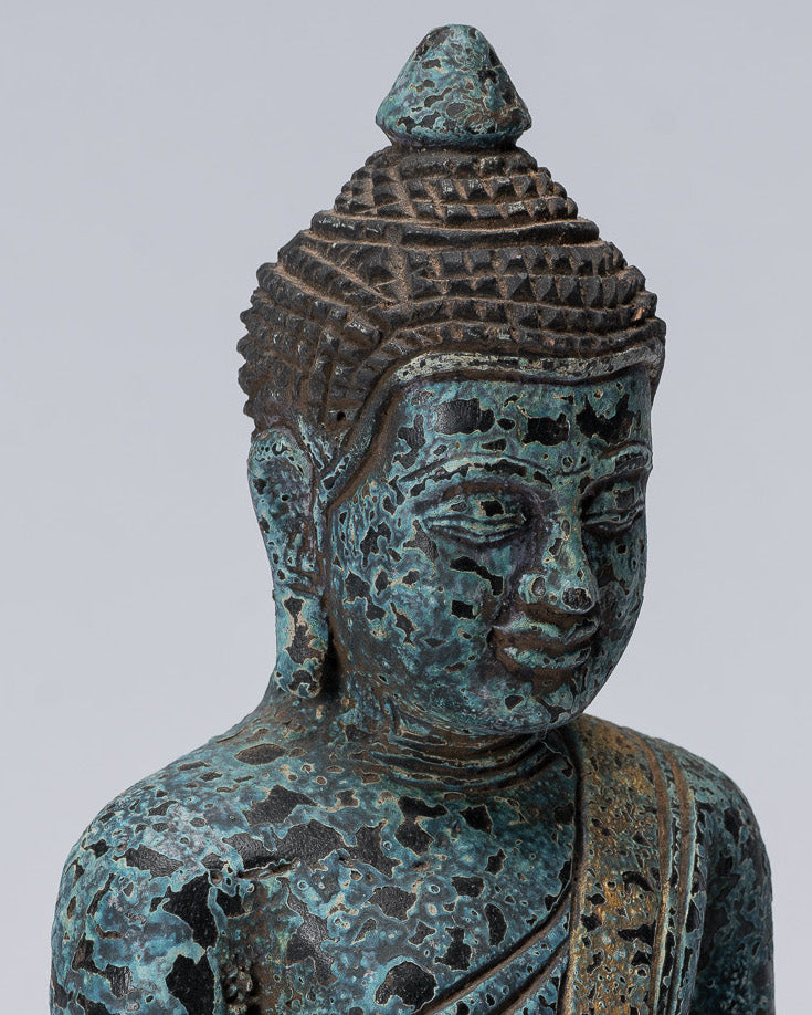 Escultura de Buda - Estatua de Buda de madera de estilo jemer antiguo Dhyana Meditation Mudra - 21 cm/8 "