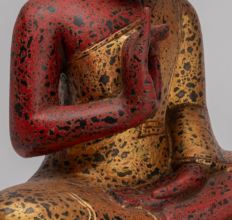 Statue di Buddha - Antique Khmer in stile Cambogia seduta statue di Buddha Insegnamento Mudra - 46 cm/18 "