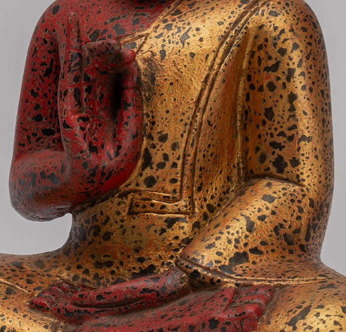 Statue di Buddha - Antique Khmer in stile Cambogia seduta statue di Buddha Insegnamento Mudra - 46 cm/18 "