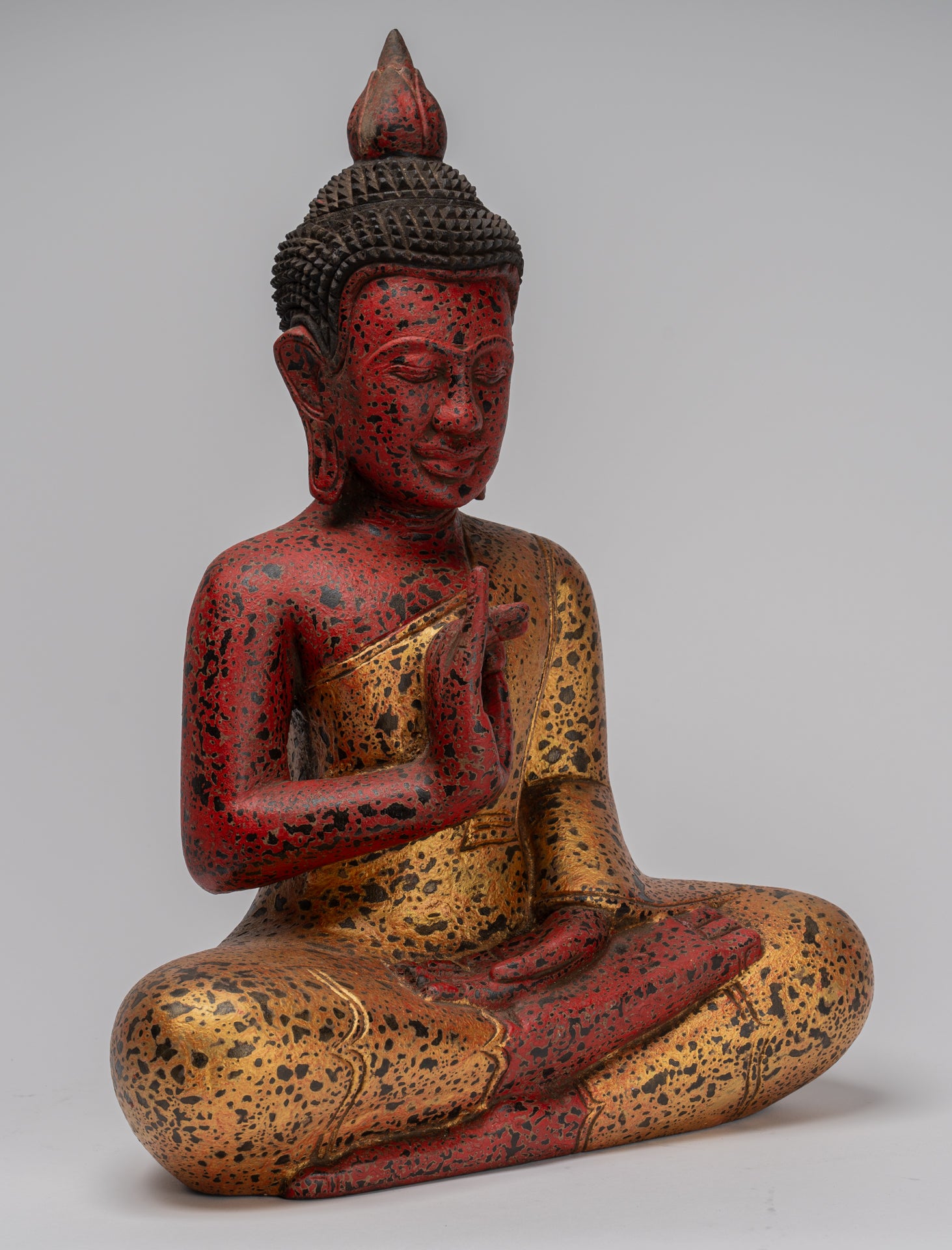 Statue di Buddha - Antique Khmer in stile Cambogia seduta statue di Buddha Insegnamento Mudra - 46 cm/18 "