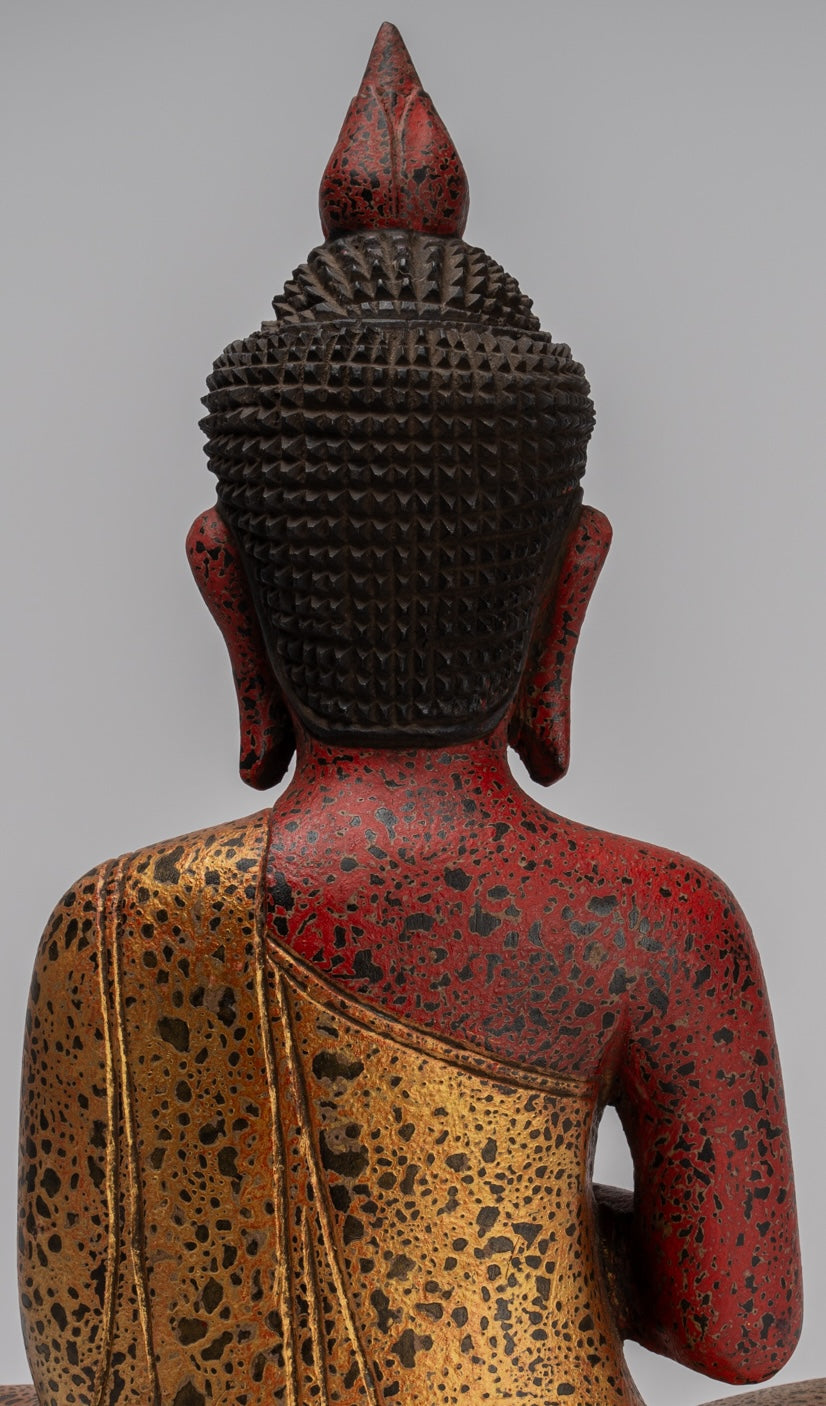 Statue di Buddha - Antique Khmer in stile Cambogia seduta statue di Buddha Insegnamento Mudra - 46 cm/18 "